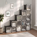VIDAXL Cubes de rangement 15 pcs avec portes Noir PP