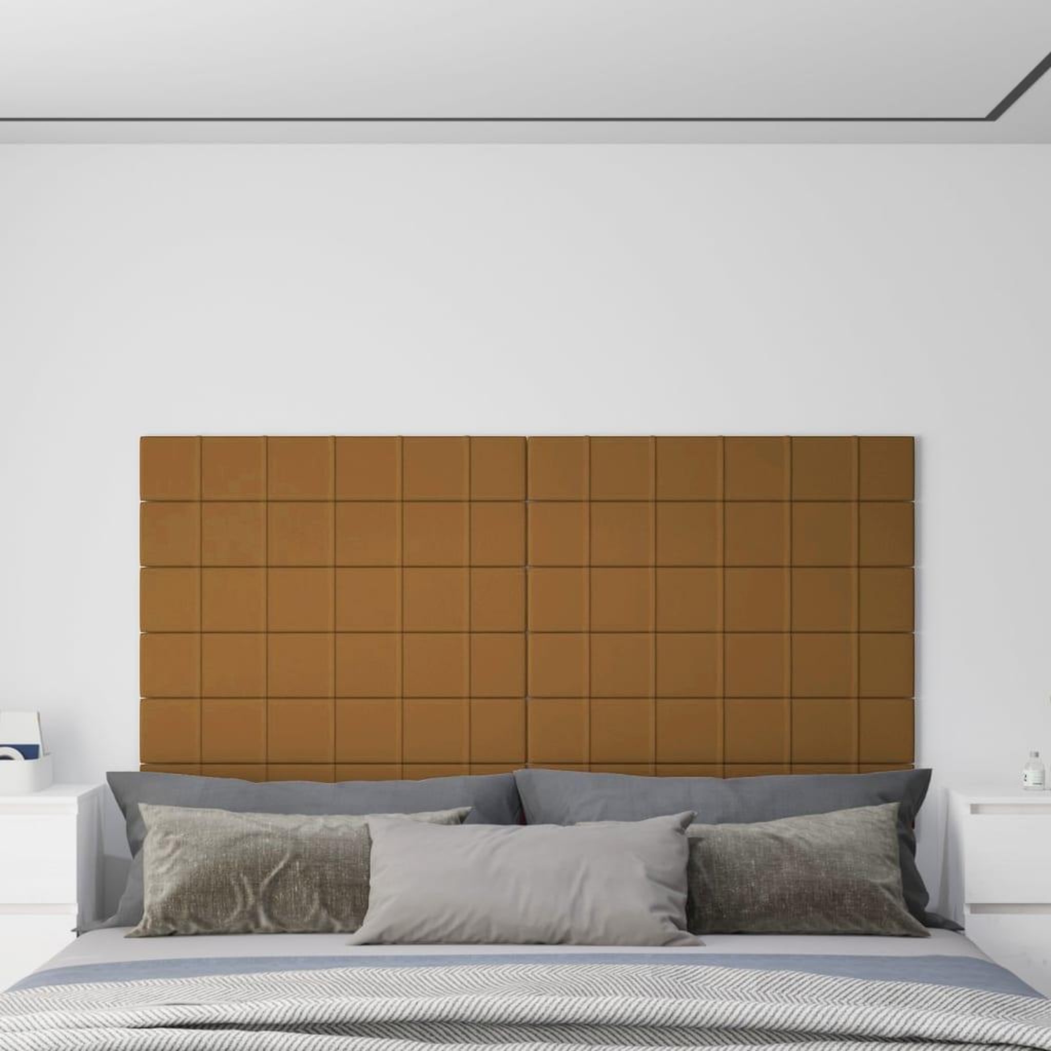 Voir la diapositive 1 : VIDAXL Panneaux muraux 12 pcs Marron 90x15 cm Velours 1,62 m^2