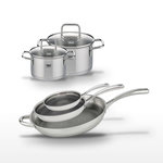 ELO Lot de 3 Poêles 32/28/24cm et 2 Faitouts 20/16cm Elo Relief Evolution