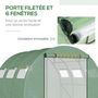 Voir la diapositive 4 : OUTSUNNY Serre tunnel de jardin grande taille dim. 3L x 2,95l x 1,97H m - 6 fenêtres, porte zippée enroulable - acier galvanisé PE haute densité vert