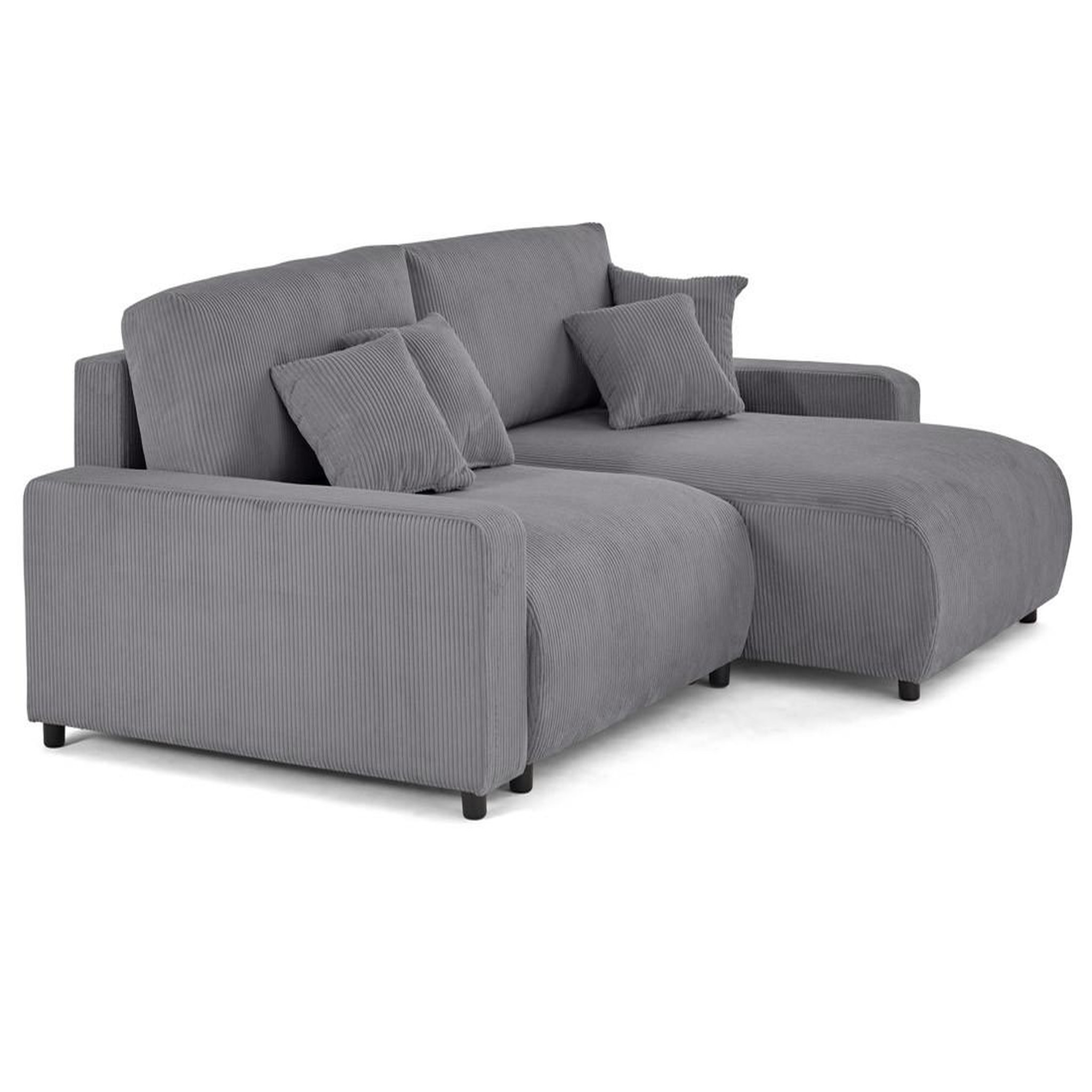 Voir la diapositive 6 : LISA DESIGN Pivoine - canapé d'angle 4 places réversible convertible avec 2 coffres en velours côtelé
