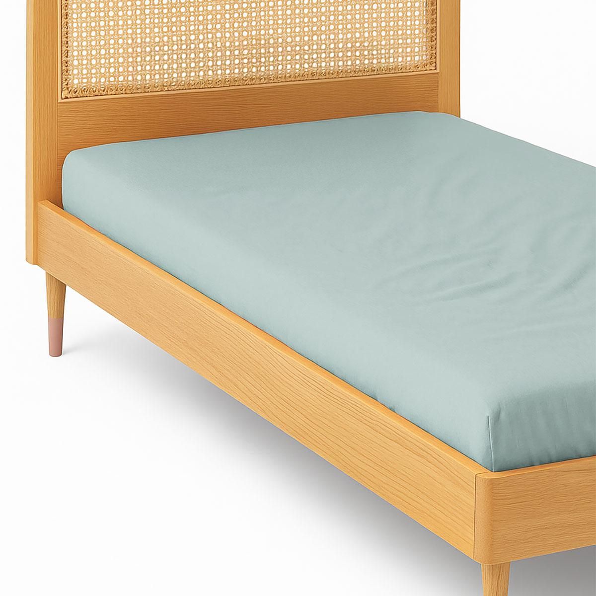 Petit Béguin Drap housse enfant bleu 90 x 190 cm