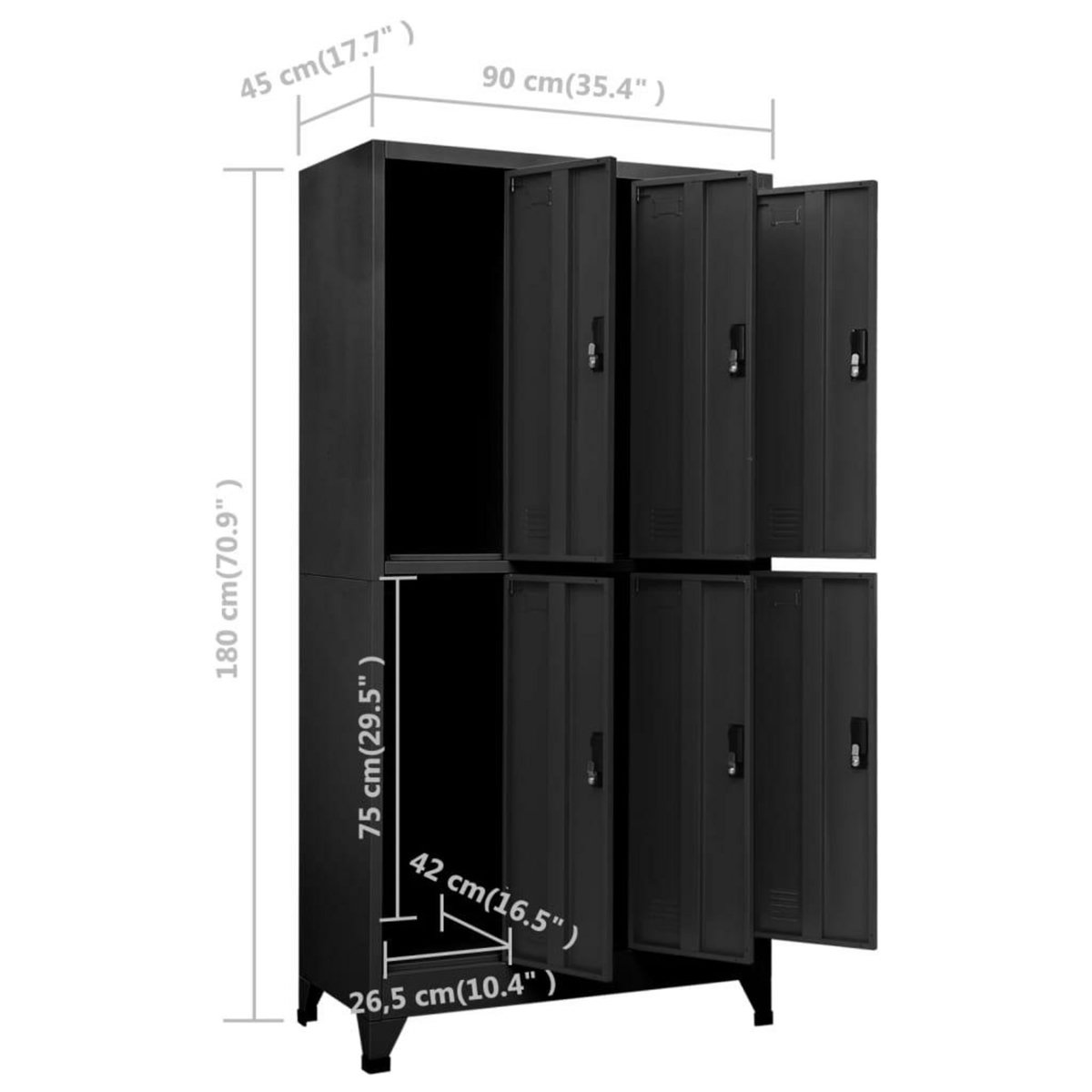 VIDAXL Armoire a casiers Anthracite 90x45x180 cm Acier