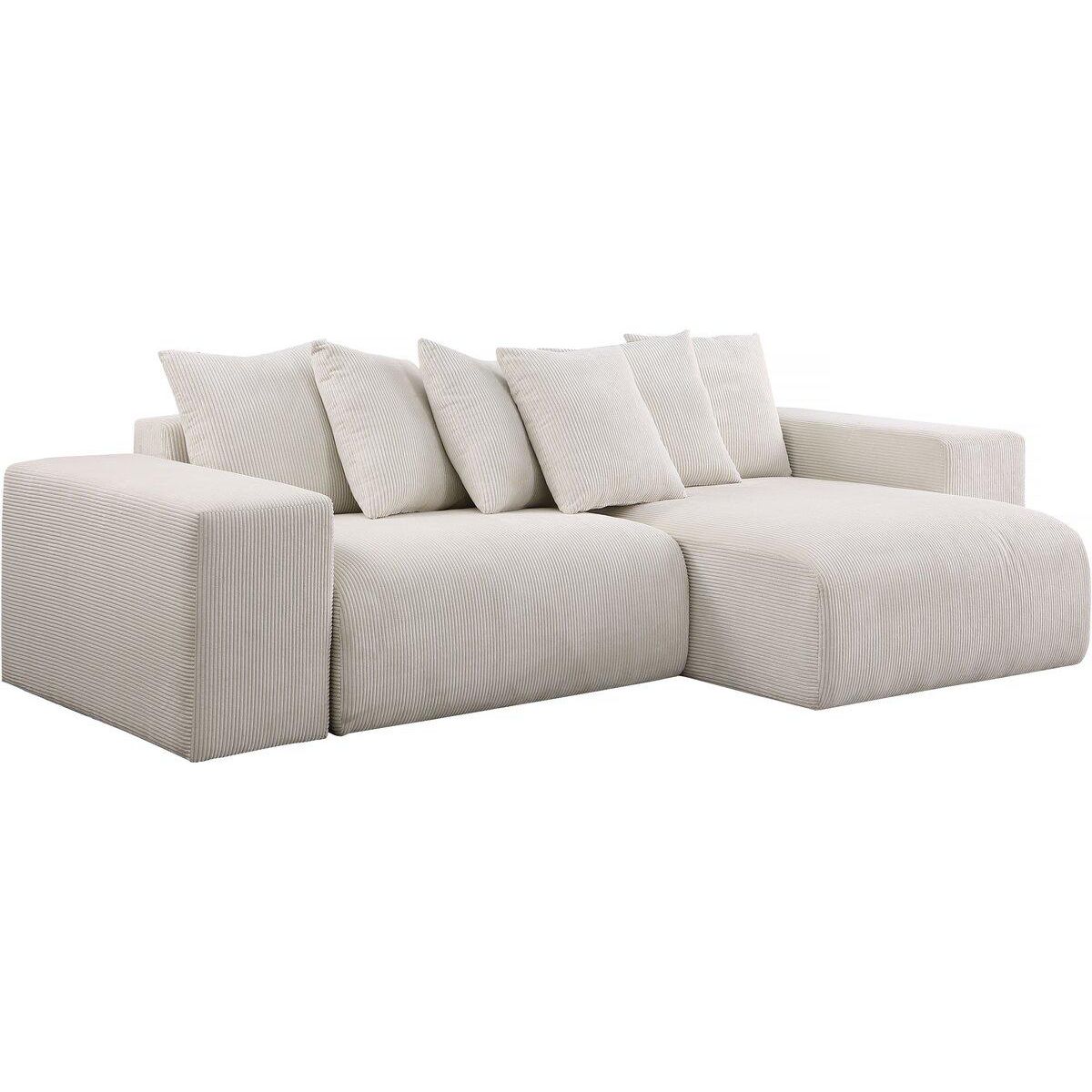 Habitat et Jardin Canapé d'angle en velours côtelé  Rivoli  - 312 x 176 x 49 cm - Beige