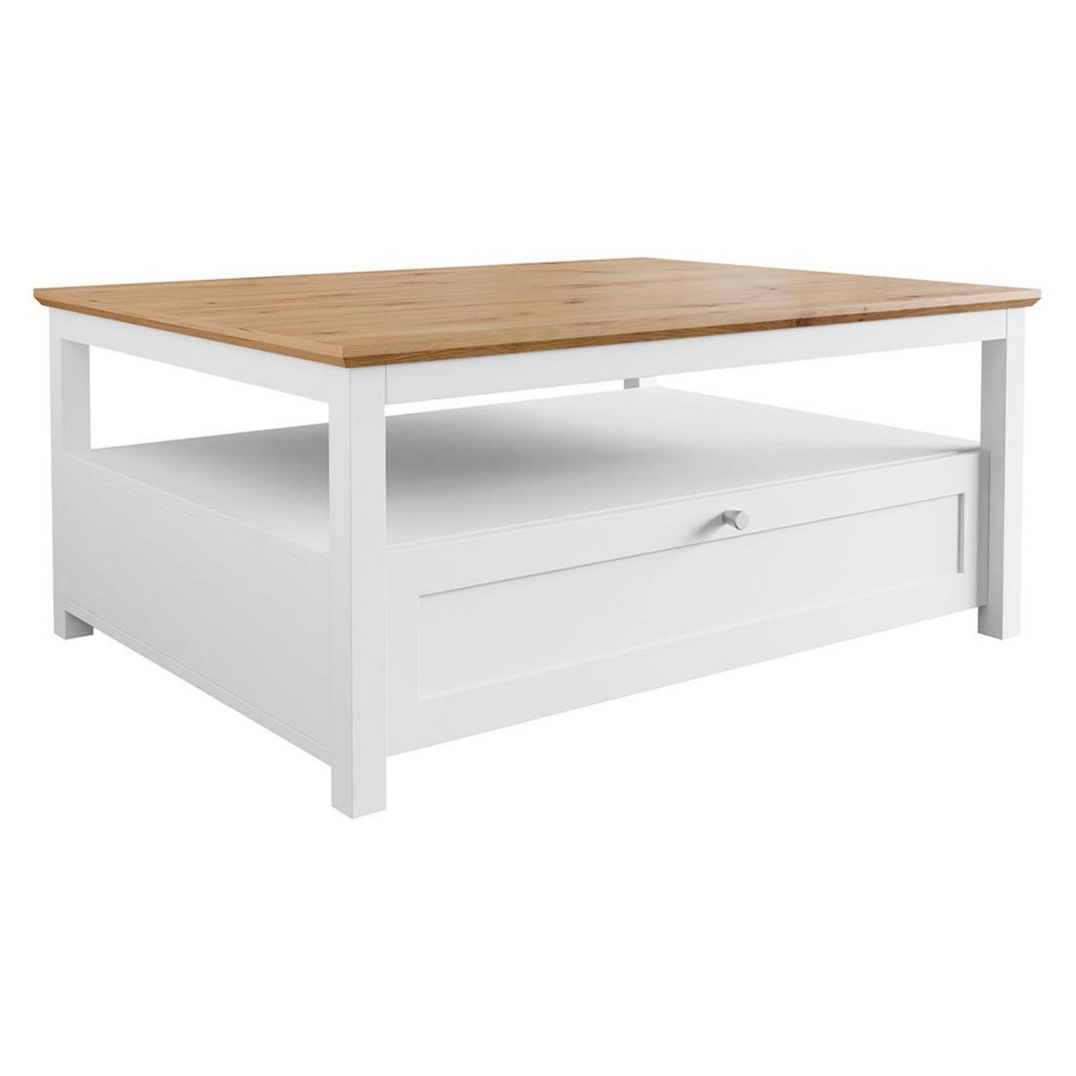 BEST MOBILIER Francesco - table basse - effet bois et blanc - 1 tiroir et 1 niche - 104 cm