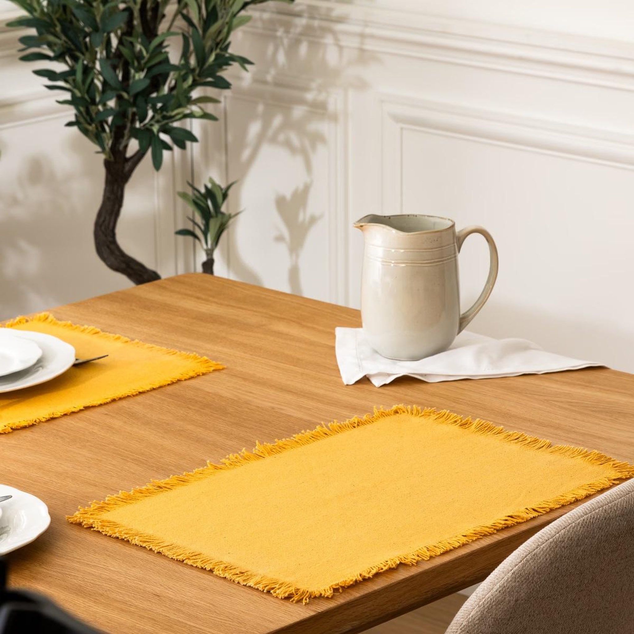 Voir la diapositive 2 : Eden Set de table en coton 30 x 45 cm mahas jaune