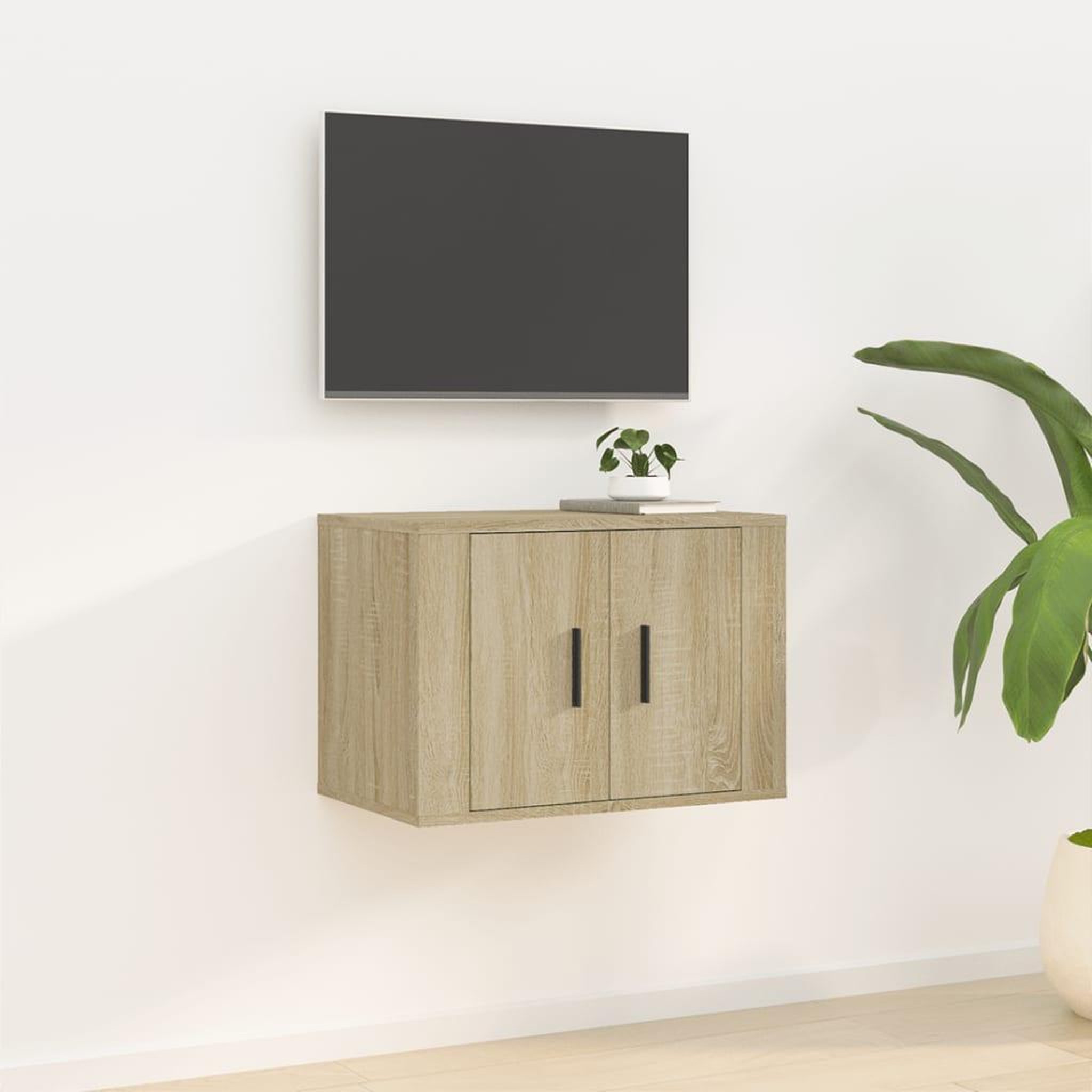 Voir la diapositive 1 : VIDAXL Meuble TV mural Chene sonoma 57x34,5x40 cm