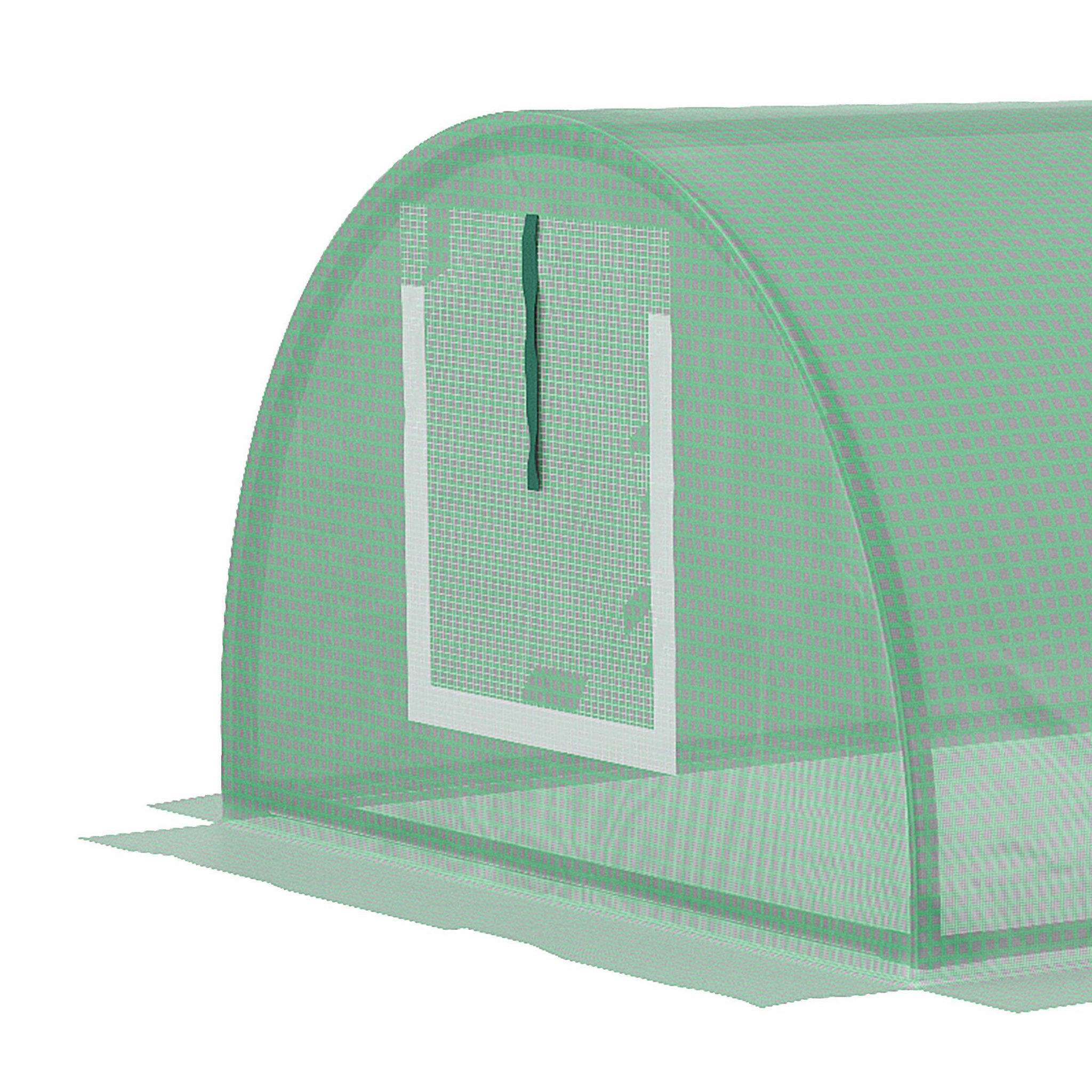 Voir la diapositive 4 : OUTSUNNY Mini serre tunnel de jardin 4 fenêtres enroulables acier pe vert