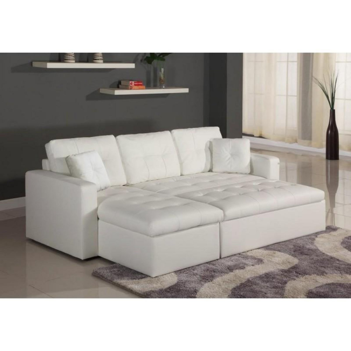 Paris Prix Canapé d'Angle Convertible  Corto  230cm Blanc