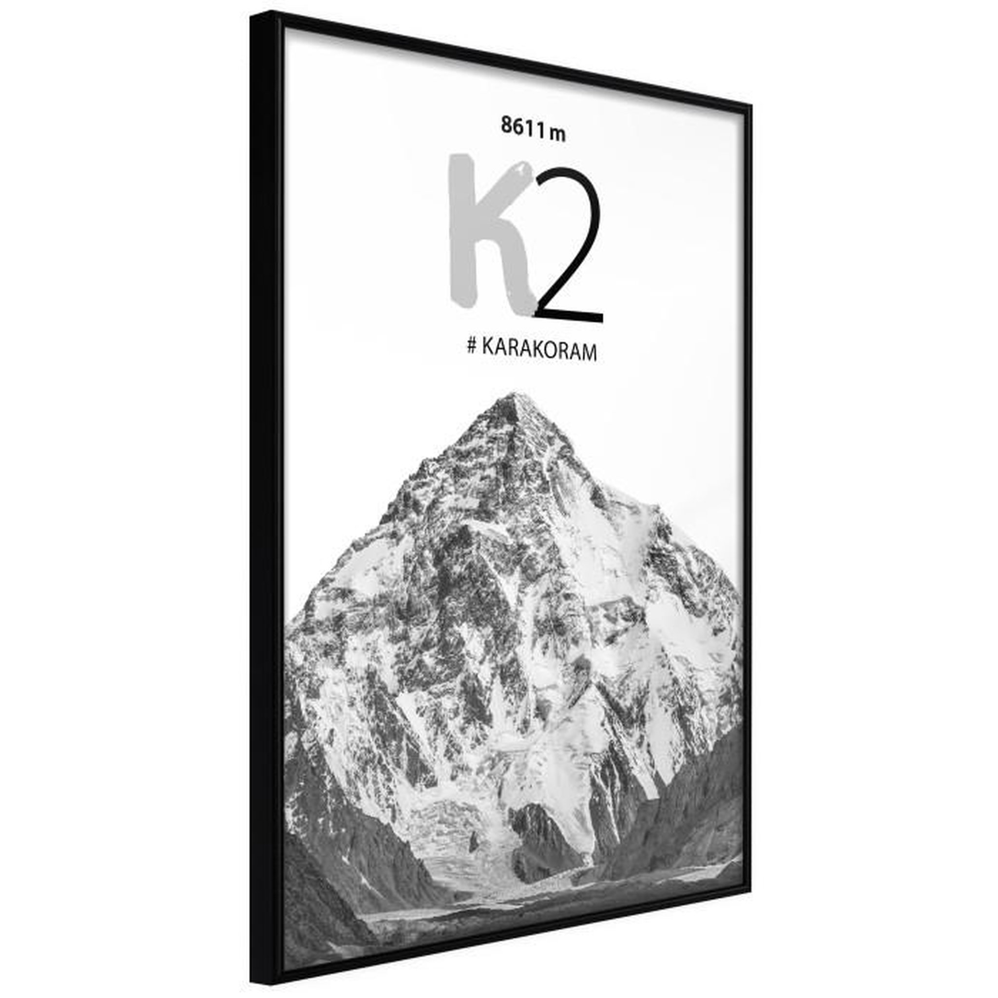 Paris Prix Affiche Murale Encadrée  Peaks of the World K2. Coloris disponibles : Noir, Jaune