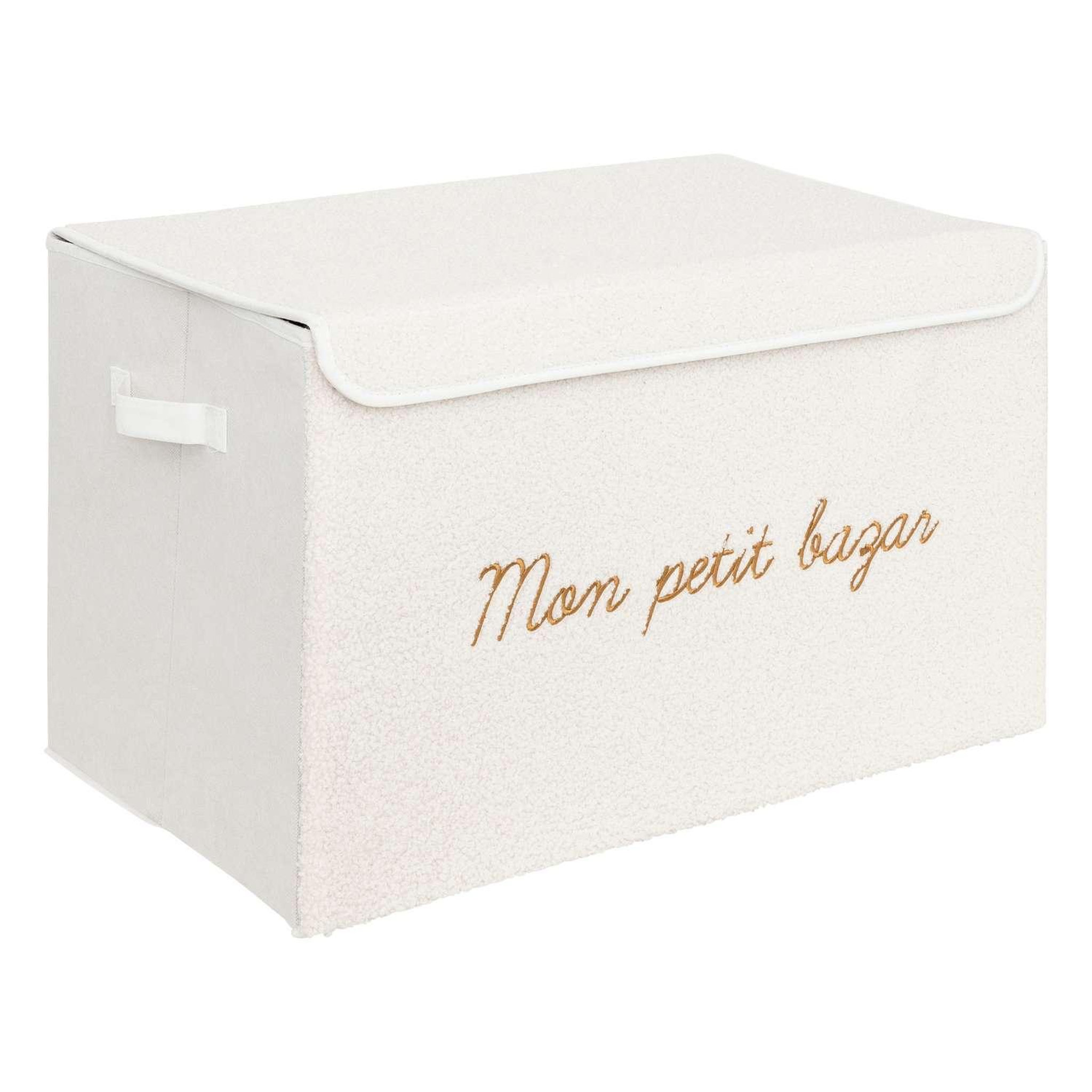 ATMOSPHERA Coffre rangement en bouclette - Blanc
