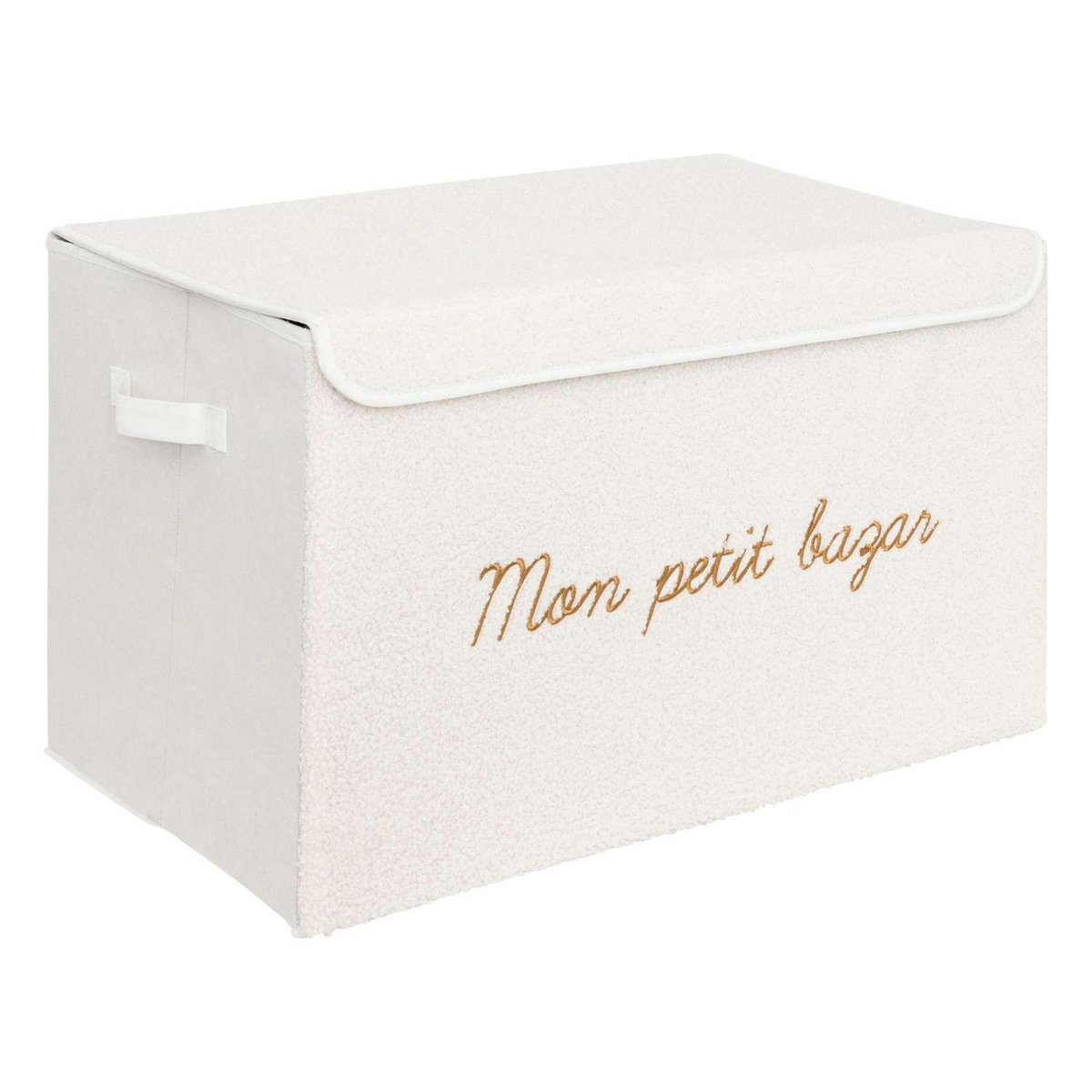 ATMOSPHERA Coffre rangement en bouclette - Blanc