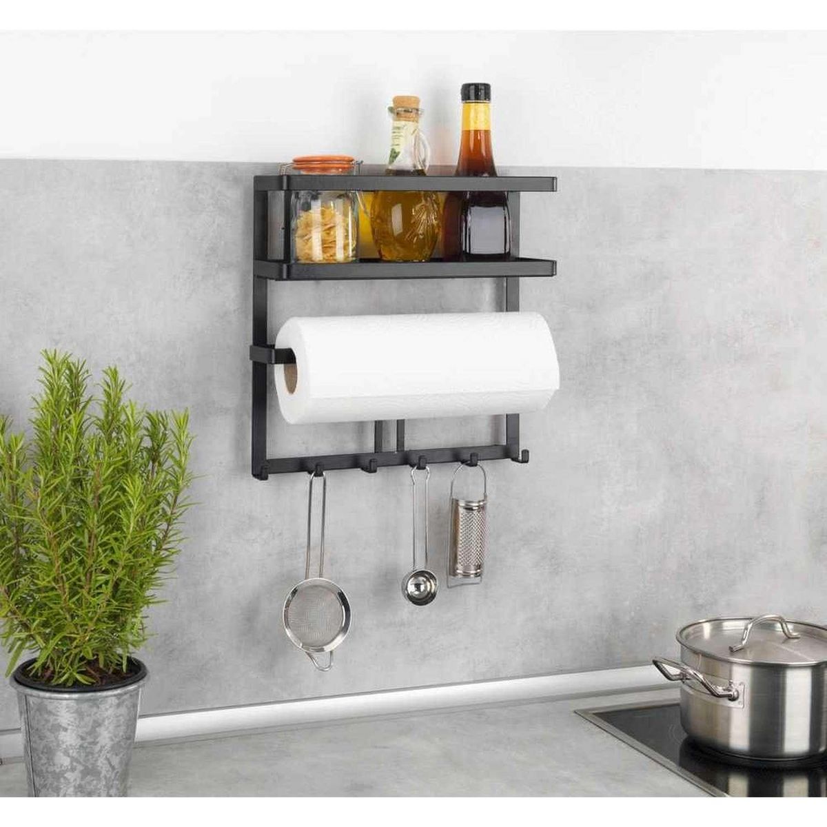 Wenko Organiseur de cuisine mural - Noir