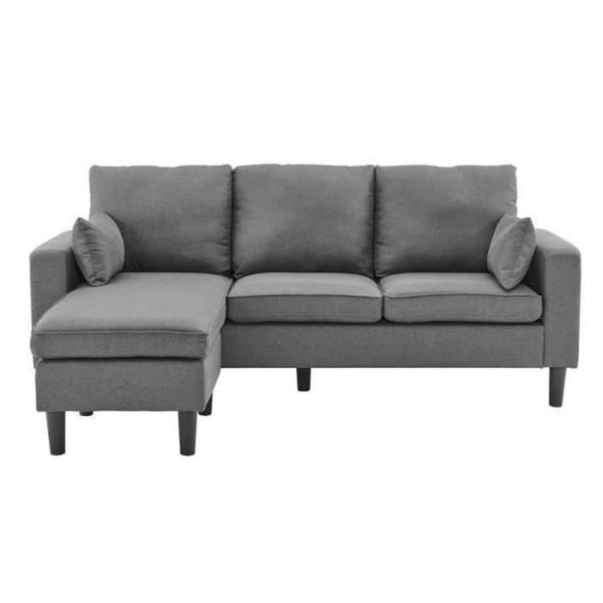 Voir la diapositive 3 : MARKET24 Canapé d'angle fixe réversible Boston - Tissu Gris foncé - L 194 x P 139 x H 83 cm