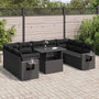 Voir la diapositive 1 : VIDAXL Salon de jardin 10 pcs avec coussins noir resine tressee
