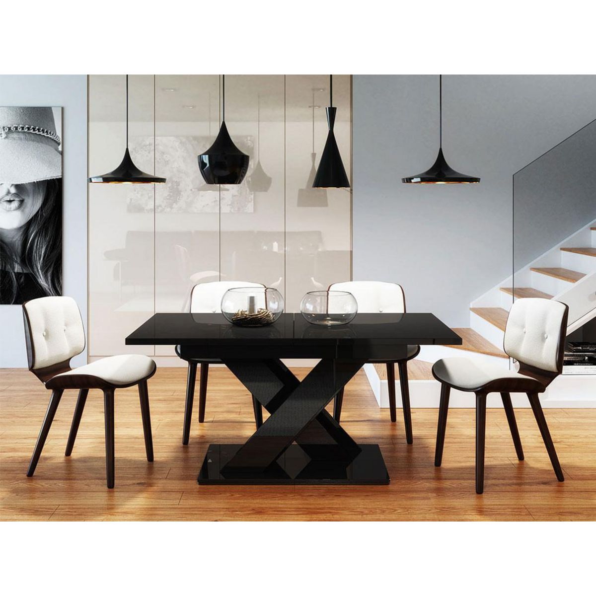 BEST MOBILIER Buriti - table à manger extensible - noir - 4 à 6 personnes