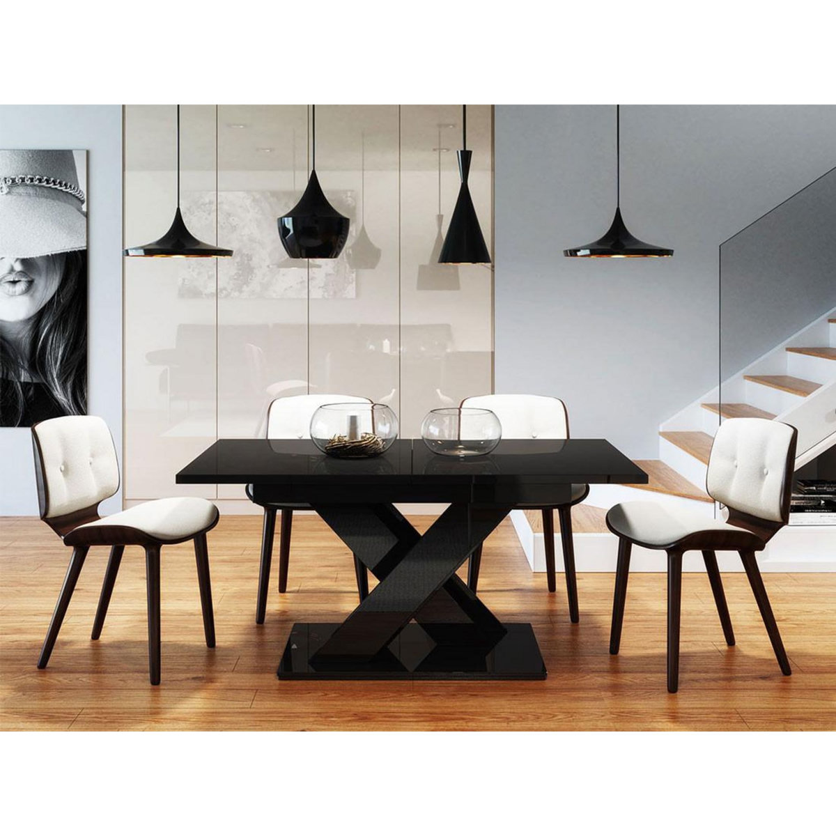 BEST MOBILIER Buriti - table à manger extensible - noir - 4 à 6 personnes