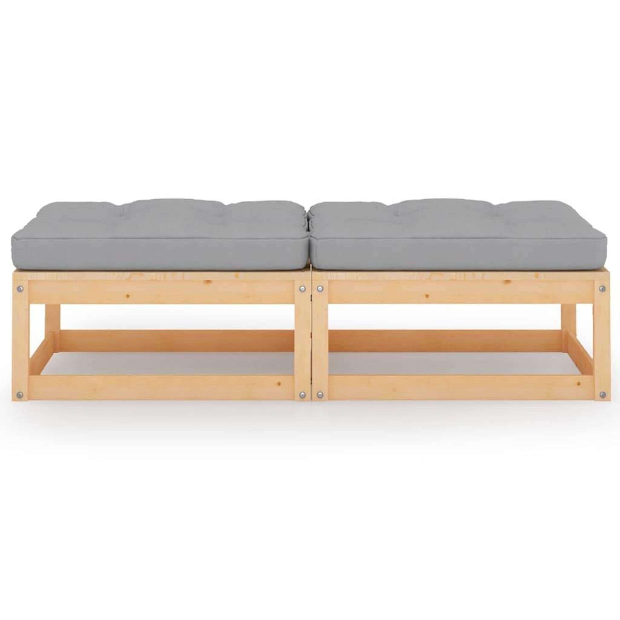 Voir la diapositive 2 : VIDAXL Repose-pieds de jardin avec coussins lot de 2 Bois pin solide