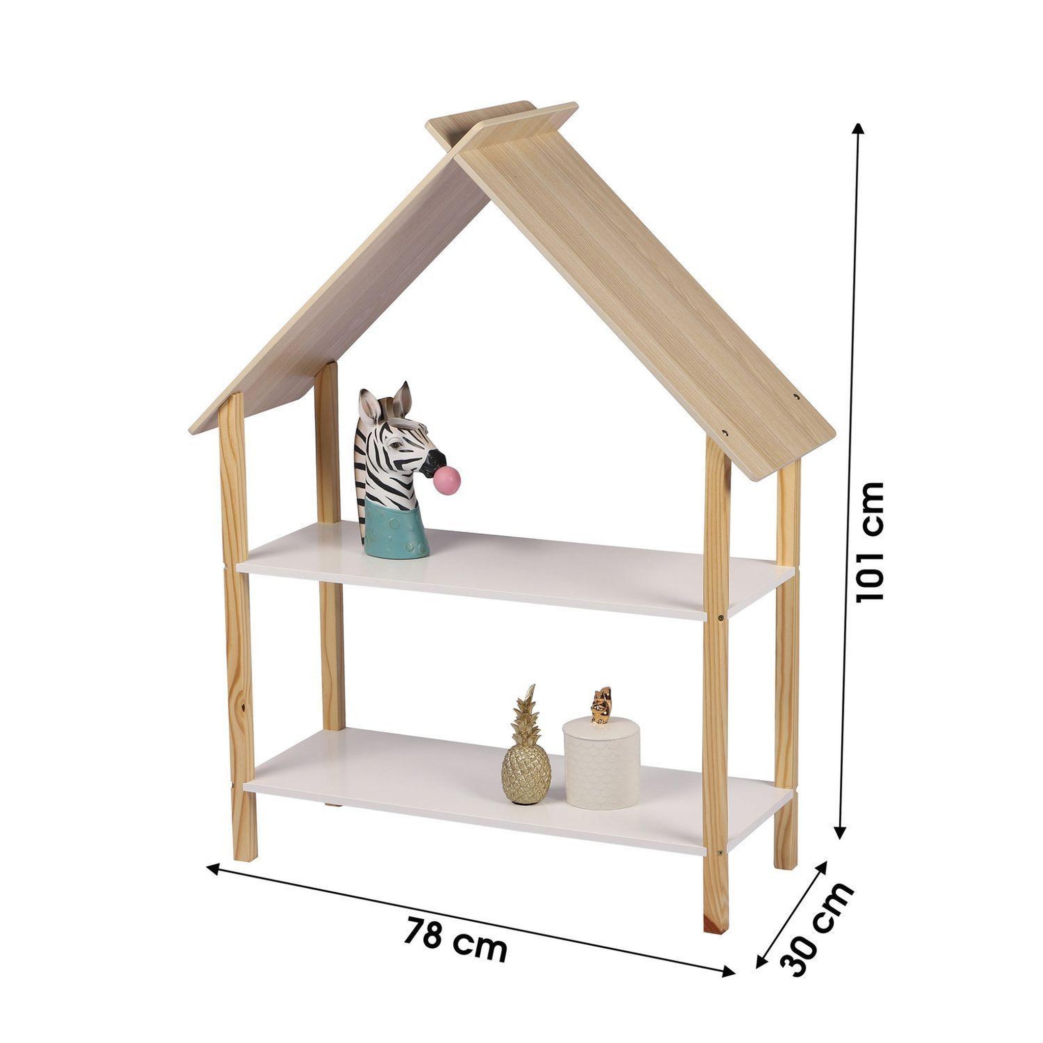Voir la diapositive 3 : TOILINUX Bibliothèque Dream pour enfant avec 2 étagères - Bois et Blanc