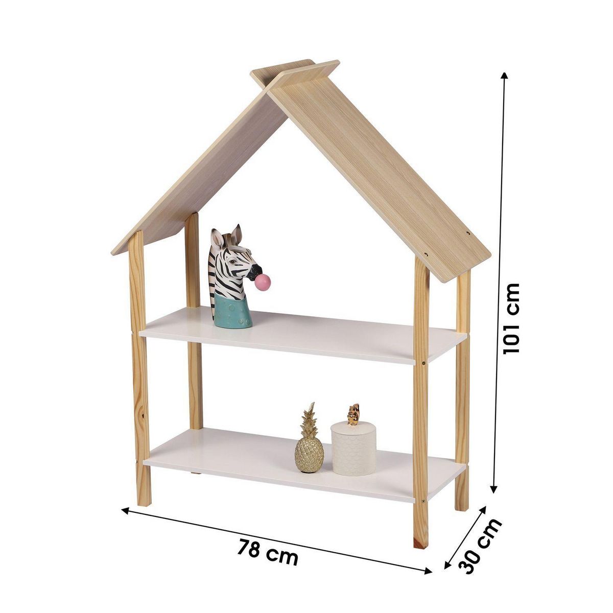 TOILINUX Bibliothèque Dream pour enfant avec 2 étagères - Bois et Blanc