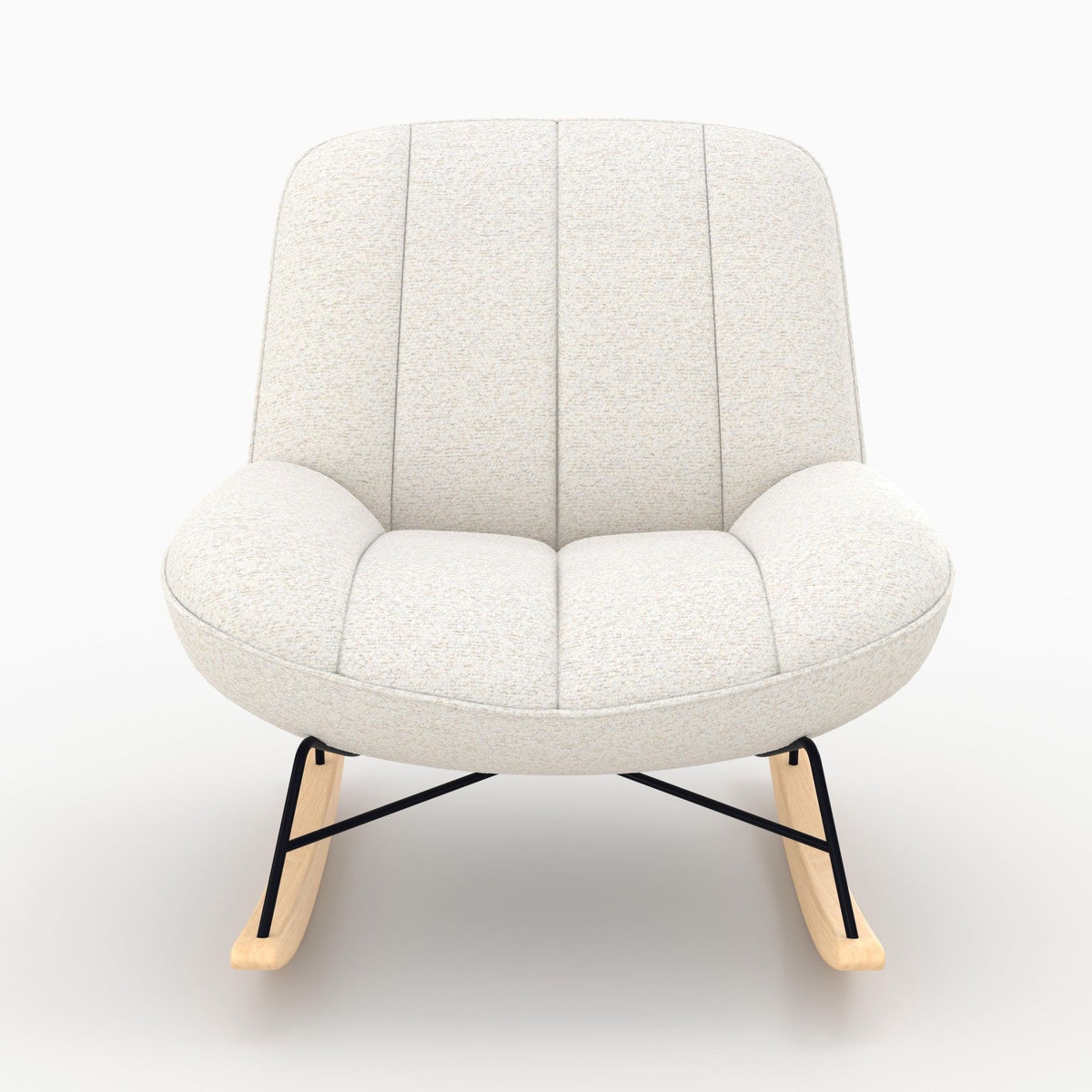 Rendez vous déco Rocking chair en tissu bouclette blanc cassé-Alvin