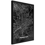 Paris Prix Affiche Murale Encadrée  City Map Frankfurt Dark. Coloris disponibles : Noir, Jaune