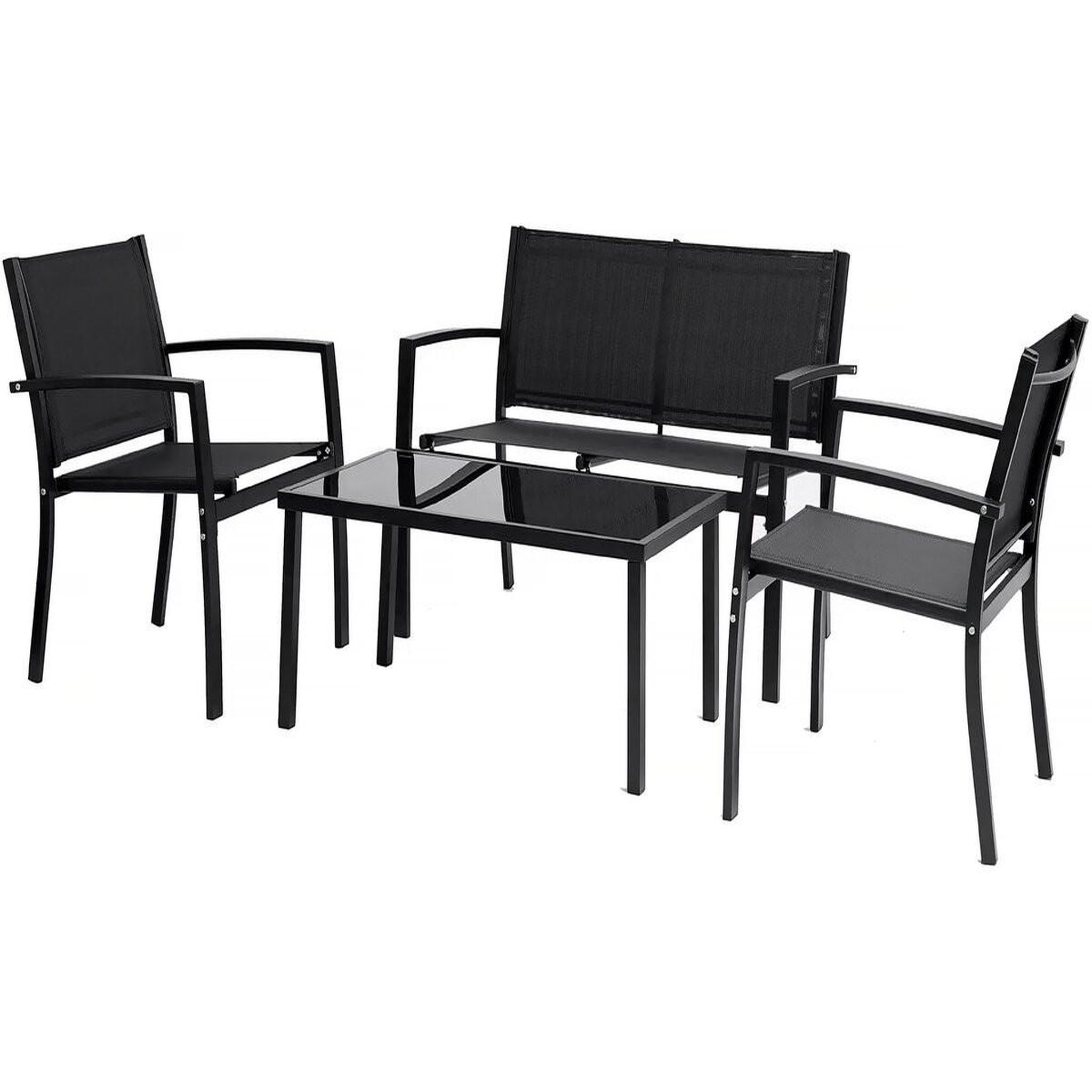 Habitat et Jardin Salon de jardin bas  lino  - 4 places  - noir