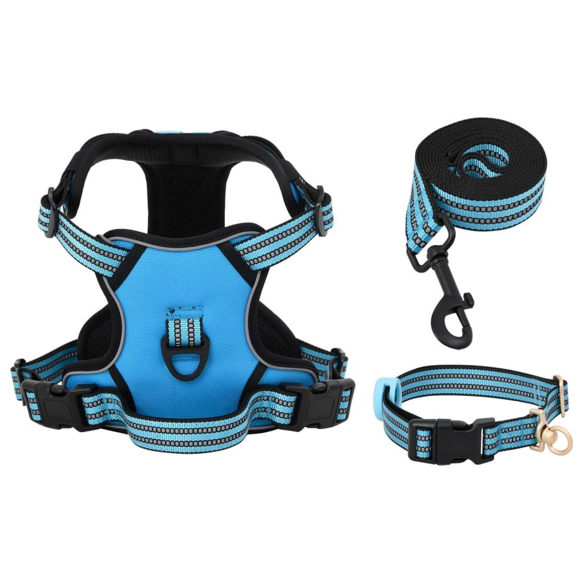 Voir la diapositive 3 : VIDAXL Harnais pour chien avec laisse et collier reglables bleu XL