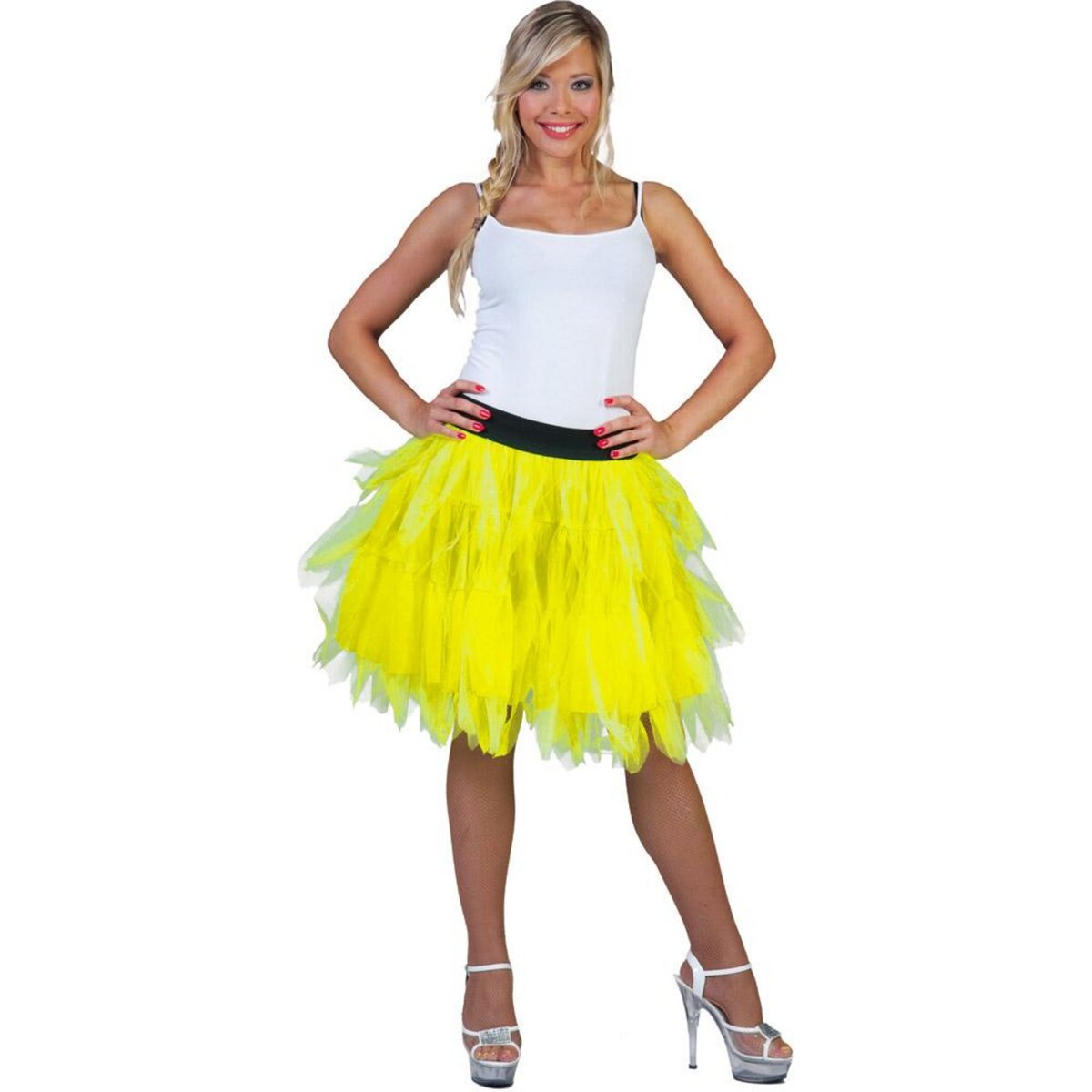 Set Tutu Jaune Fluo Adulte Taille Unique, deguisement annees 80