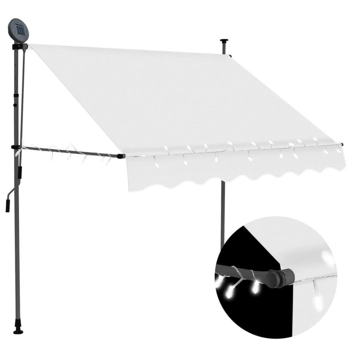 VIDAXL Auvent manuel retractable avec LED 150 cm Creme
