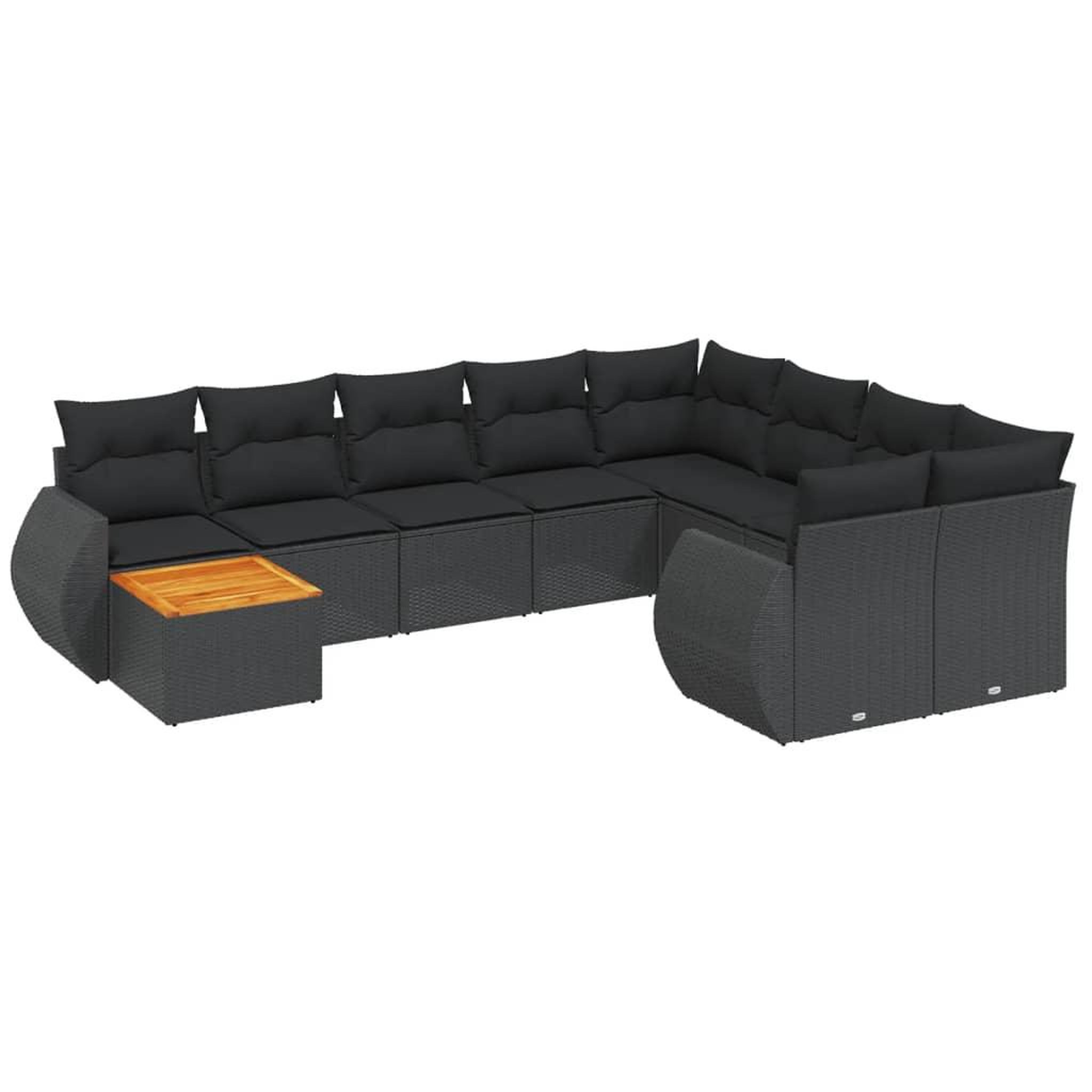 Voir la diapositive 2 : VIDAXL Salon de jardin 10 pcs avec coussins noir resine tressee