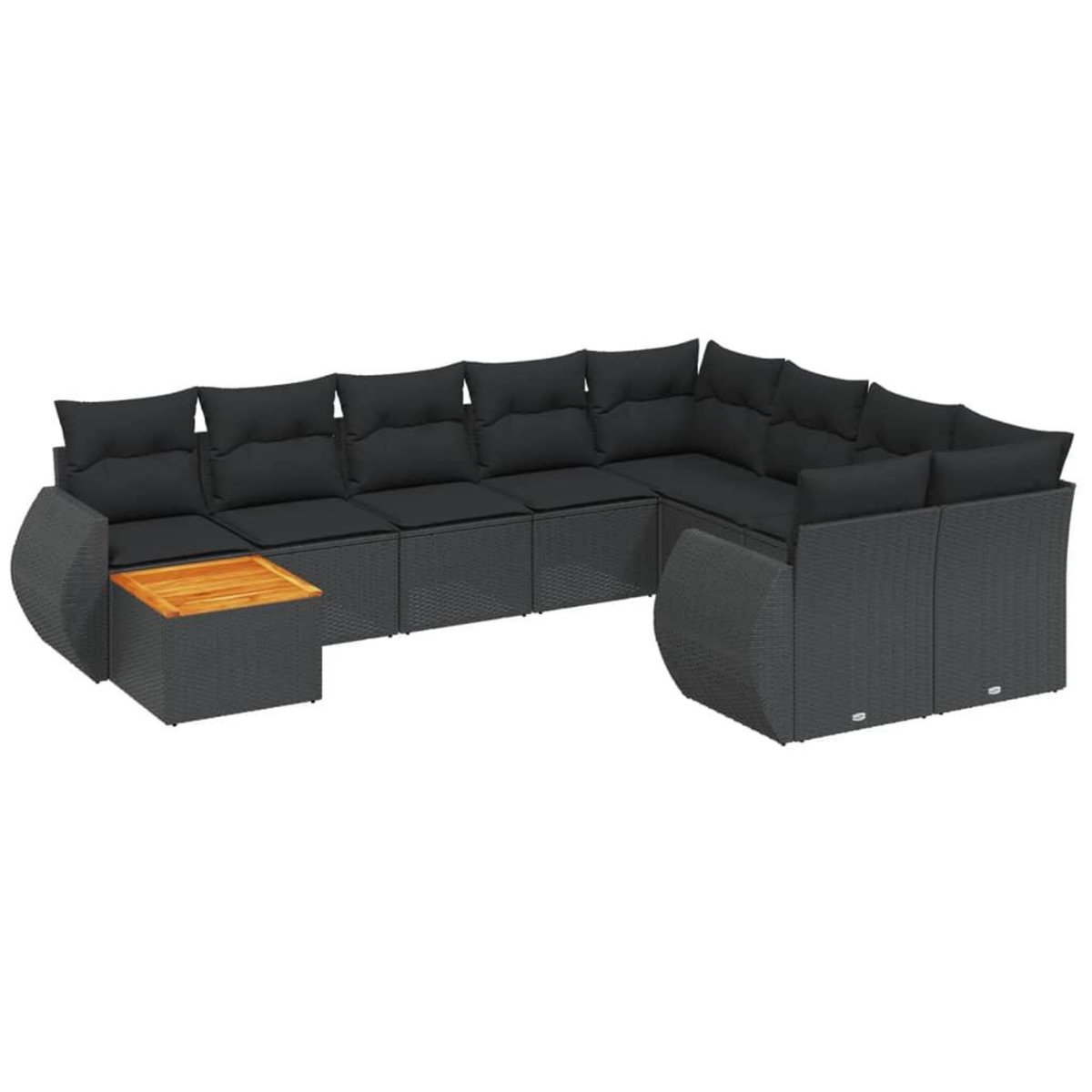 VIDAXL Salon de jardin 10 pcs avec coussins noir resine tressee