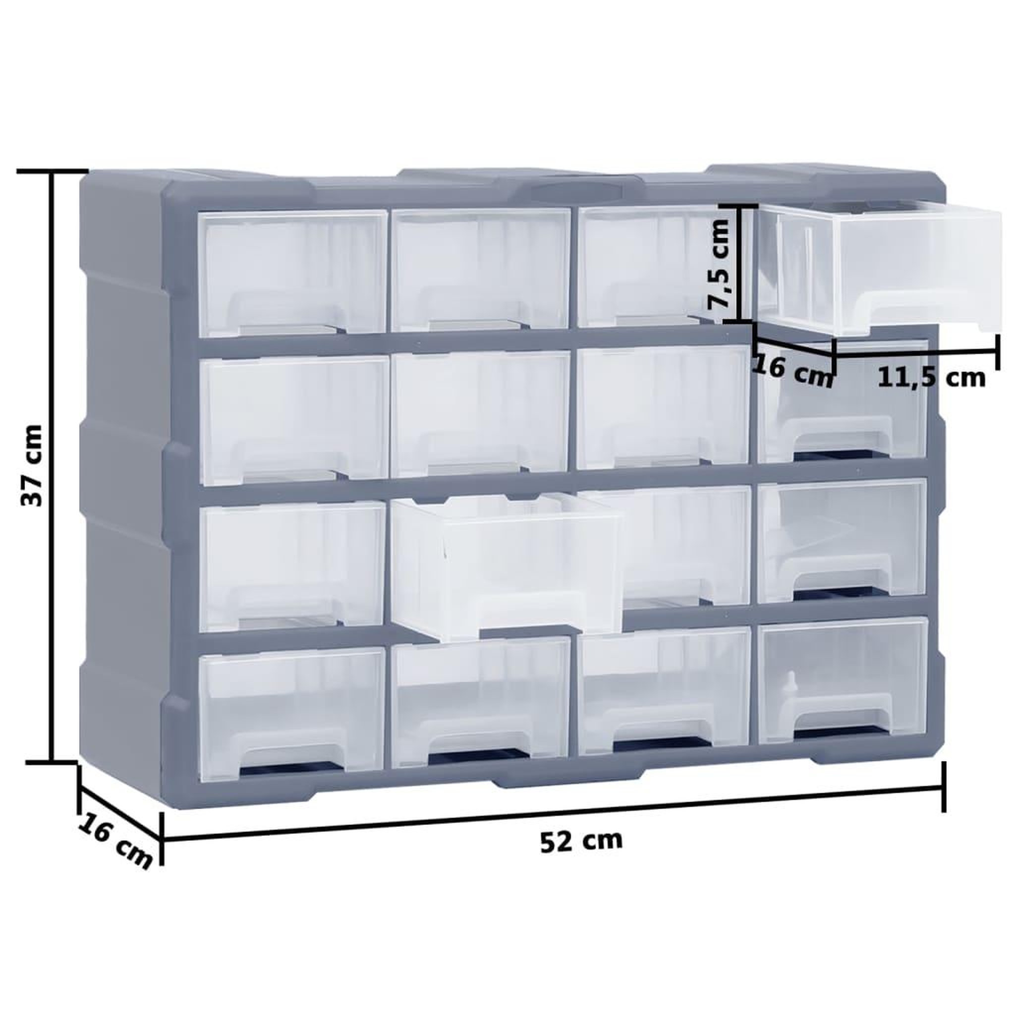 Voir la diapositive 6 : VIDAXL Organisateur multi-tiroirs avec 16 tiroirs centraux 52x16x37 cm