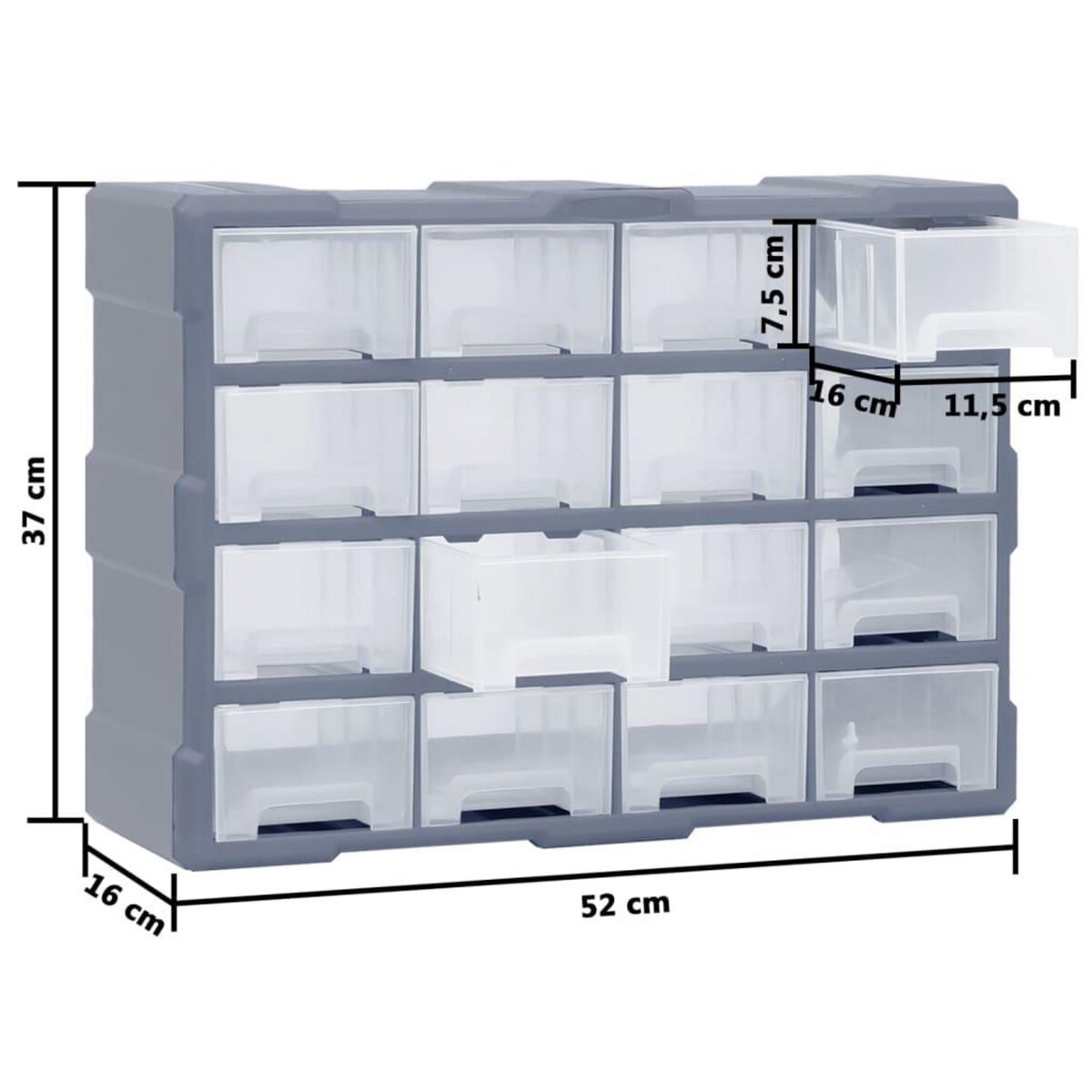 VIDAXL Organisateur multi-tiroirs avec 16 tiroirs centraux 52x16x37 cm