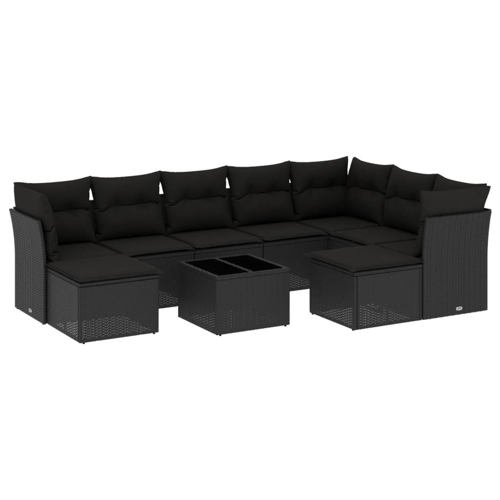 Voir la diapositive 2 : VIDAXL Salon de jardin 10 pcs avec coussins noir resine tressee