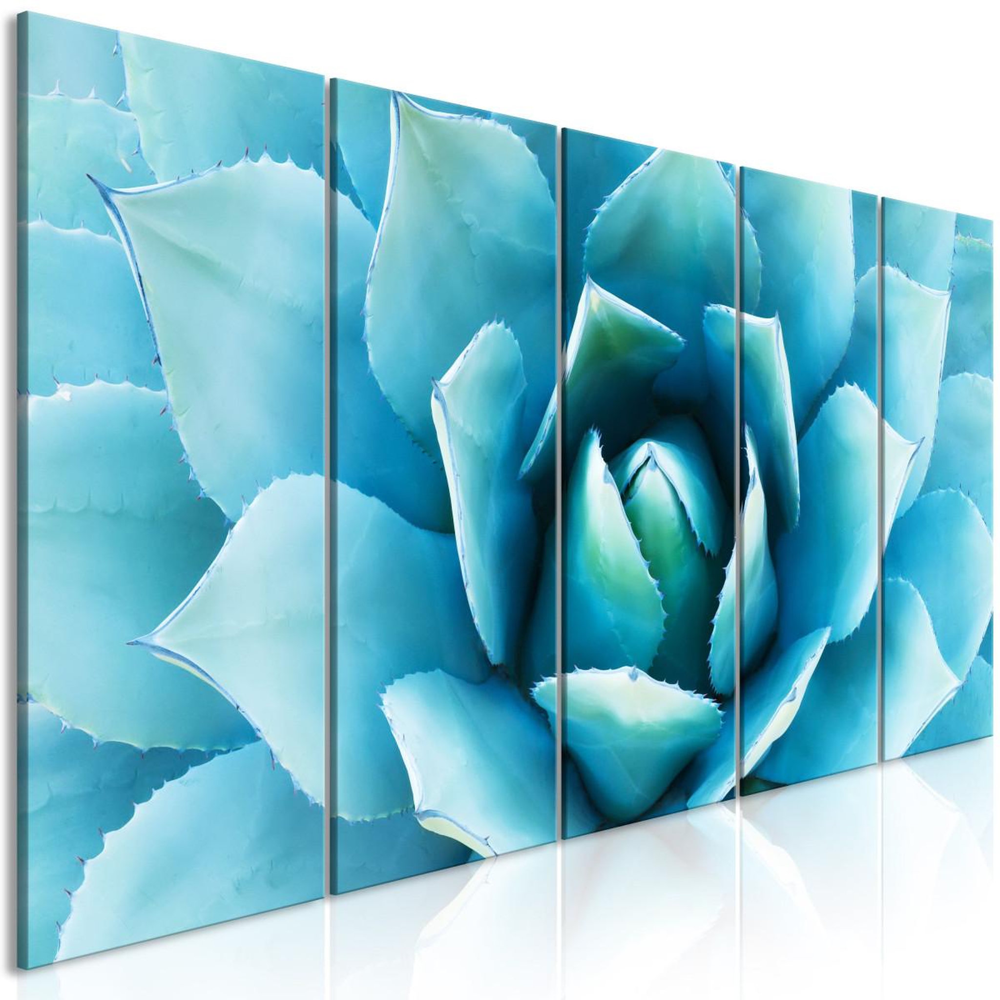 Paris Prix Tableau imprimé 5 panneaux  agave narrow blue. Coloris disponibles : Multicolore