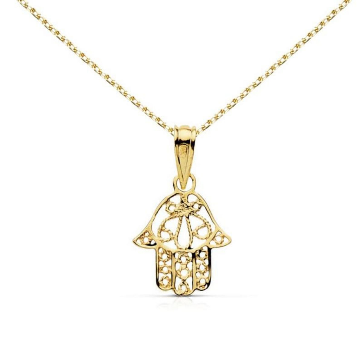 L'ATELIER D'AZUR Collier - Pendentif Or Jaune Main de Fatma - Chaine Dorée