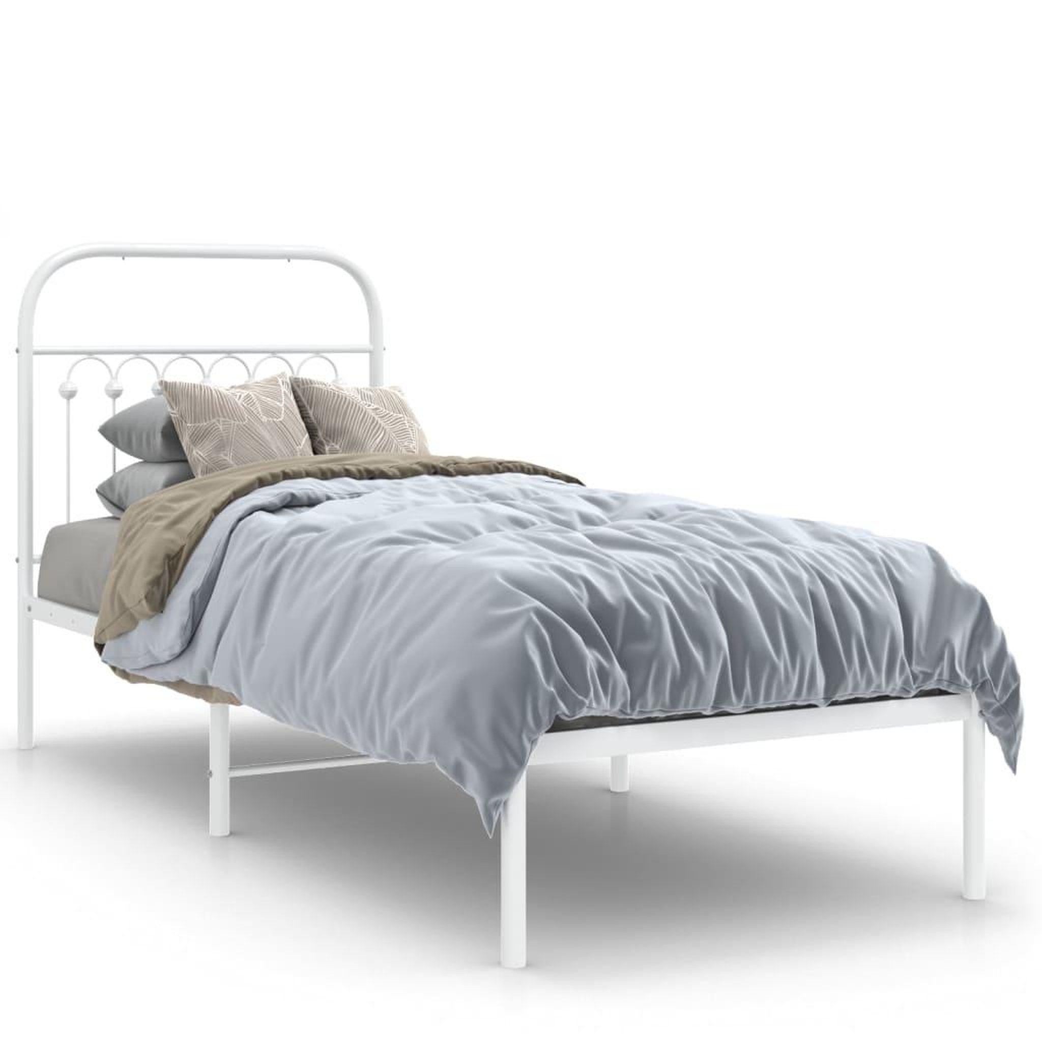 Voir la diapositive 2 : VIDAXL Cadre de lit metal sans matelas avec tete de lit blanc 80x200cm