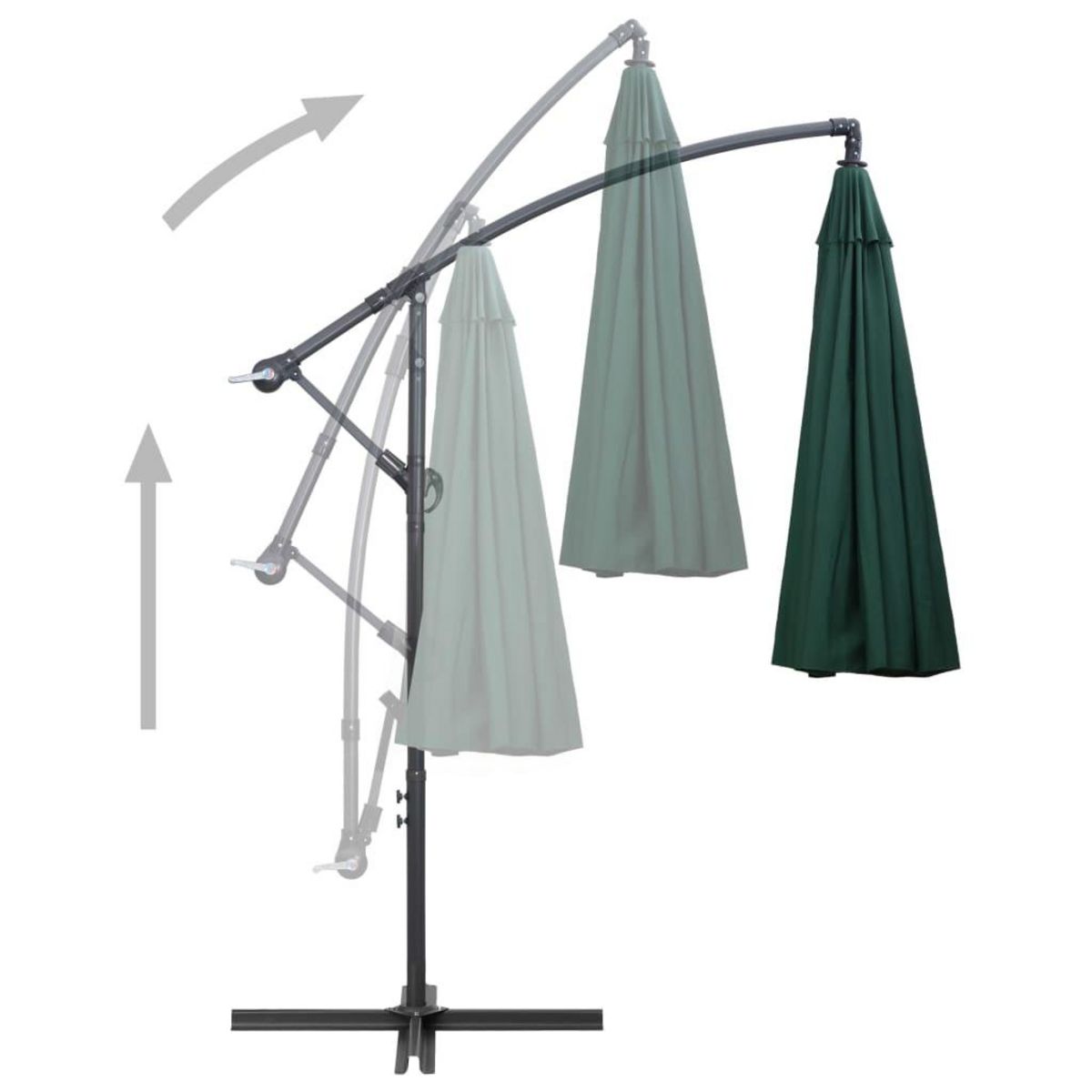 VIDAXL Parasol suspendu avec poteau en aluminium Vert 3 m