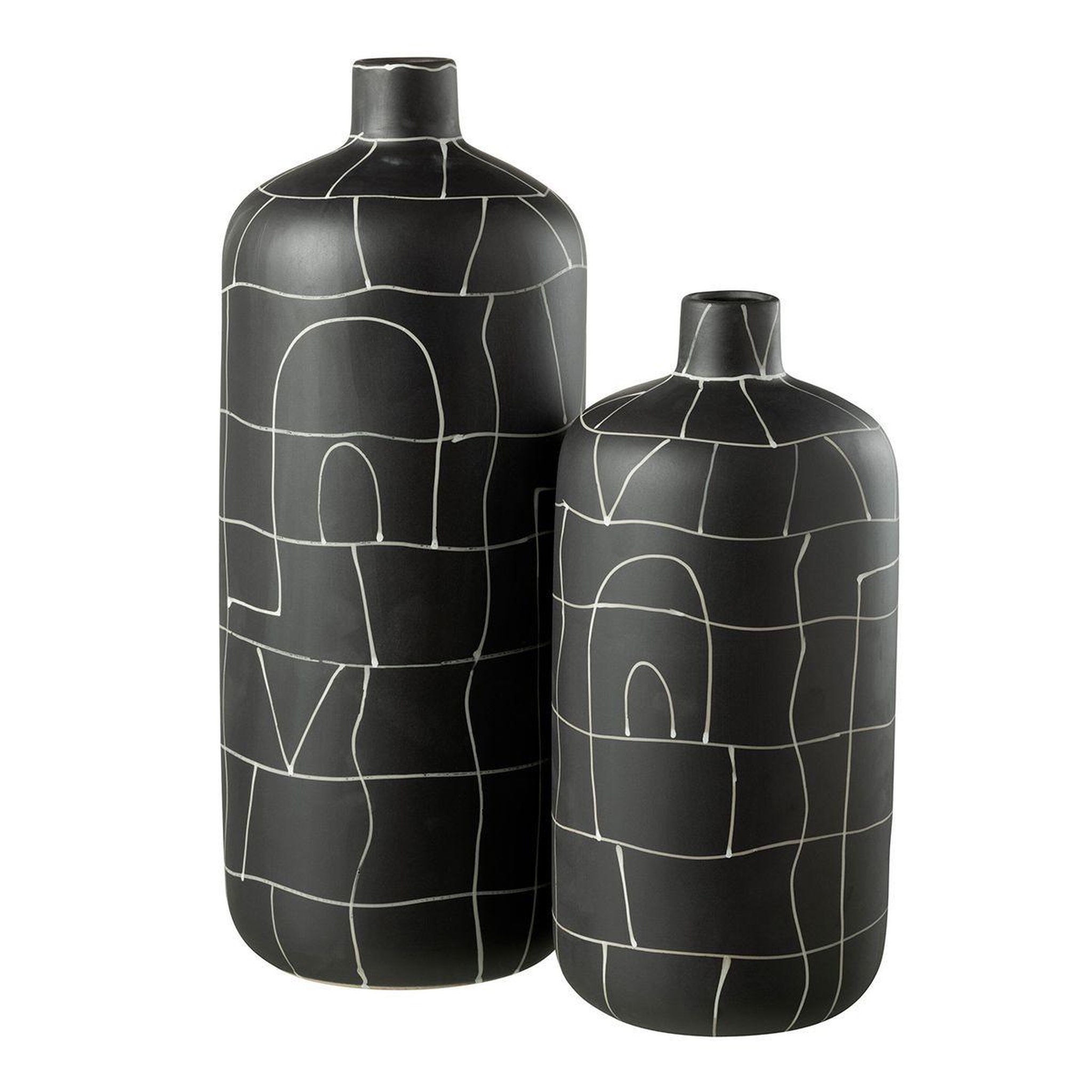 Voir la diapositive 2 : J-LINE Vase bouteille en céramique  japan  50cm noir