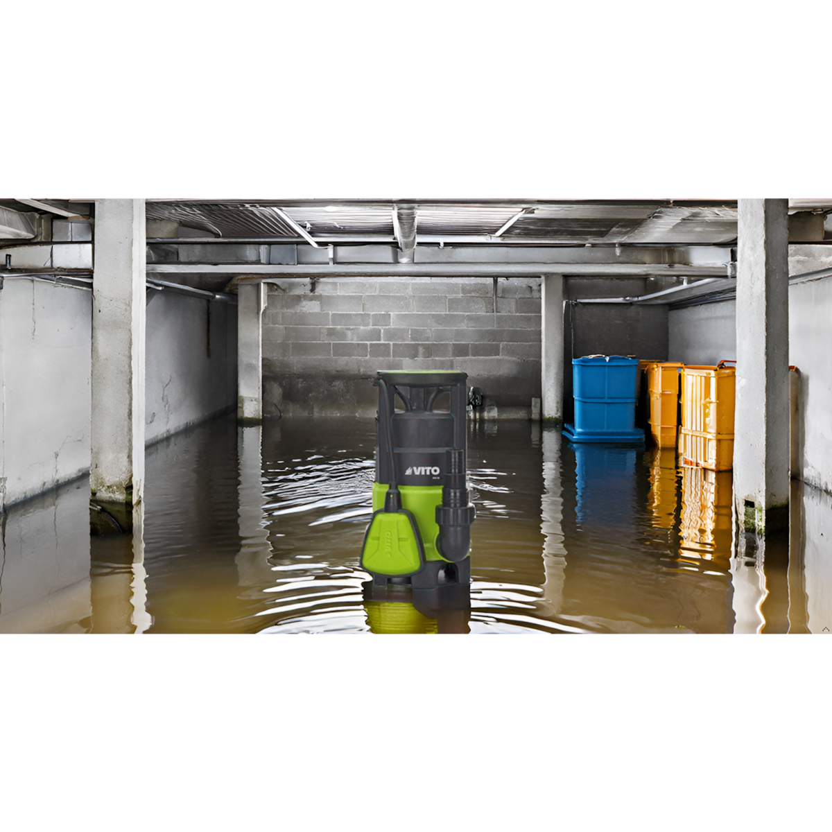 VITO Pompe de relevage Eaux usées 400W Pompe Vide-Cave Flotteur Inox Inondation Egouts Caves VITO