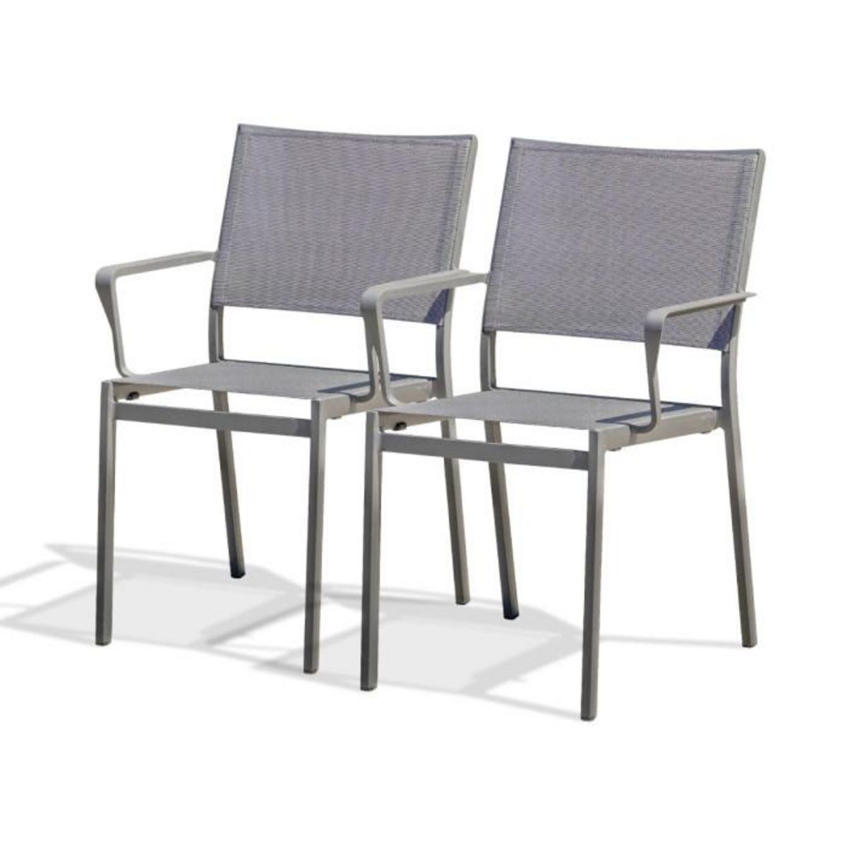 Paris Prix Lot de 2 Fauteuils de Jardin Empilables  Stockholm  84cm Gris Anthracite