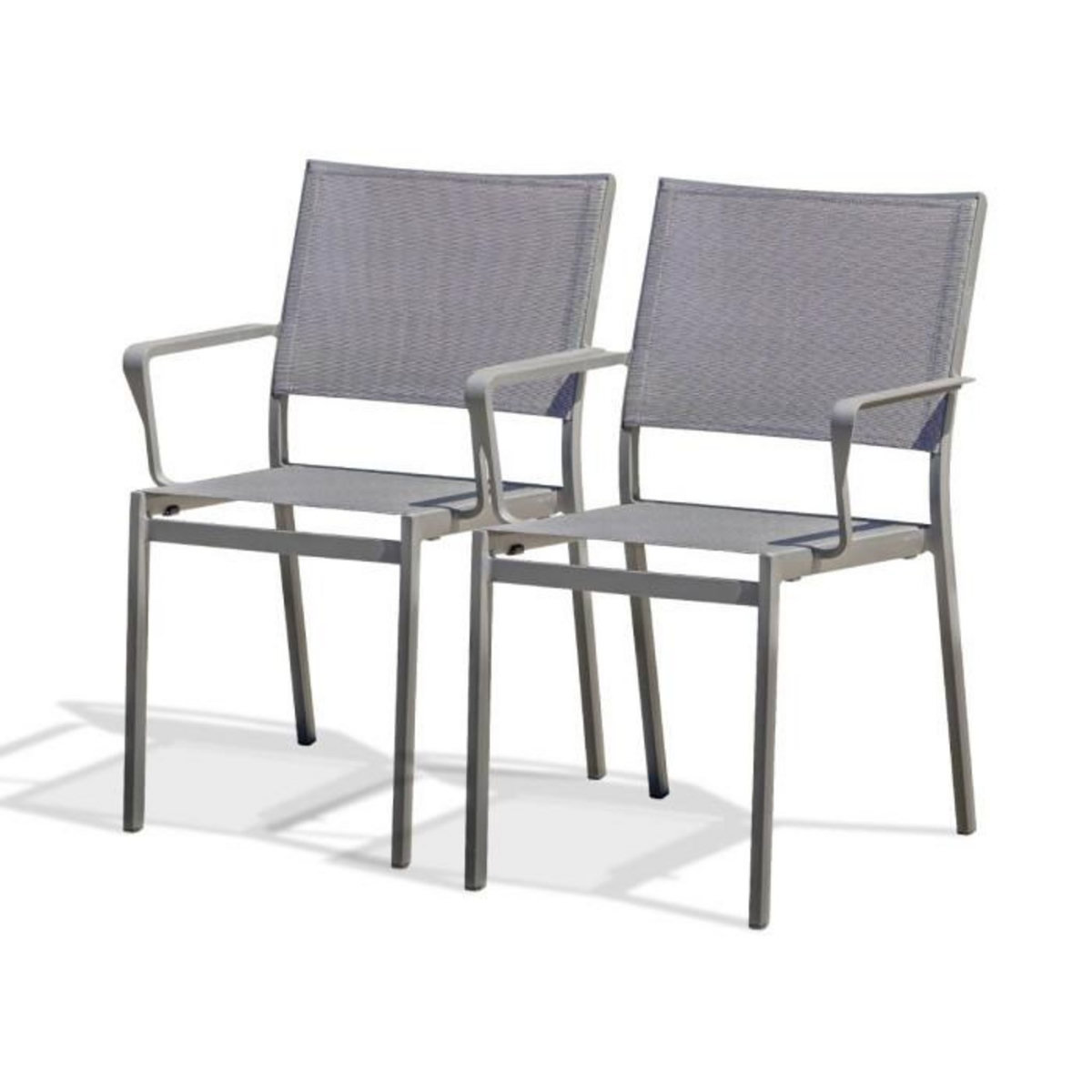 Paris Prix Lot de 2 Fauteuils de Jardin Empilables  Stockholm  84cm Gris Anthracite