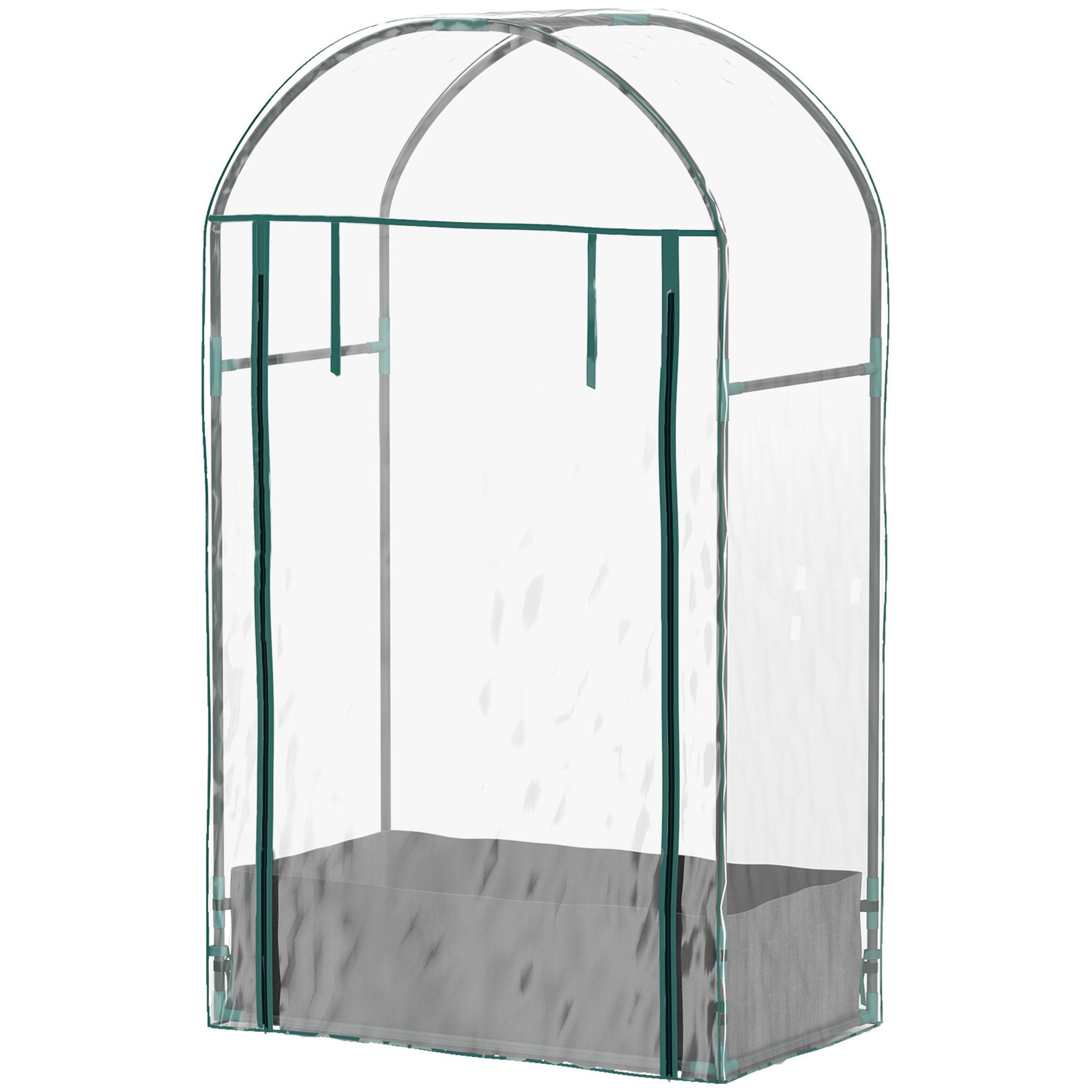 Voir la diapositive 5 : OUTSUNNY Mini serre de jardin balcon - porte enroulable zippée, sac plantation - 89 x 50 x 152 cm - acier pvc transparent