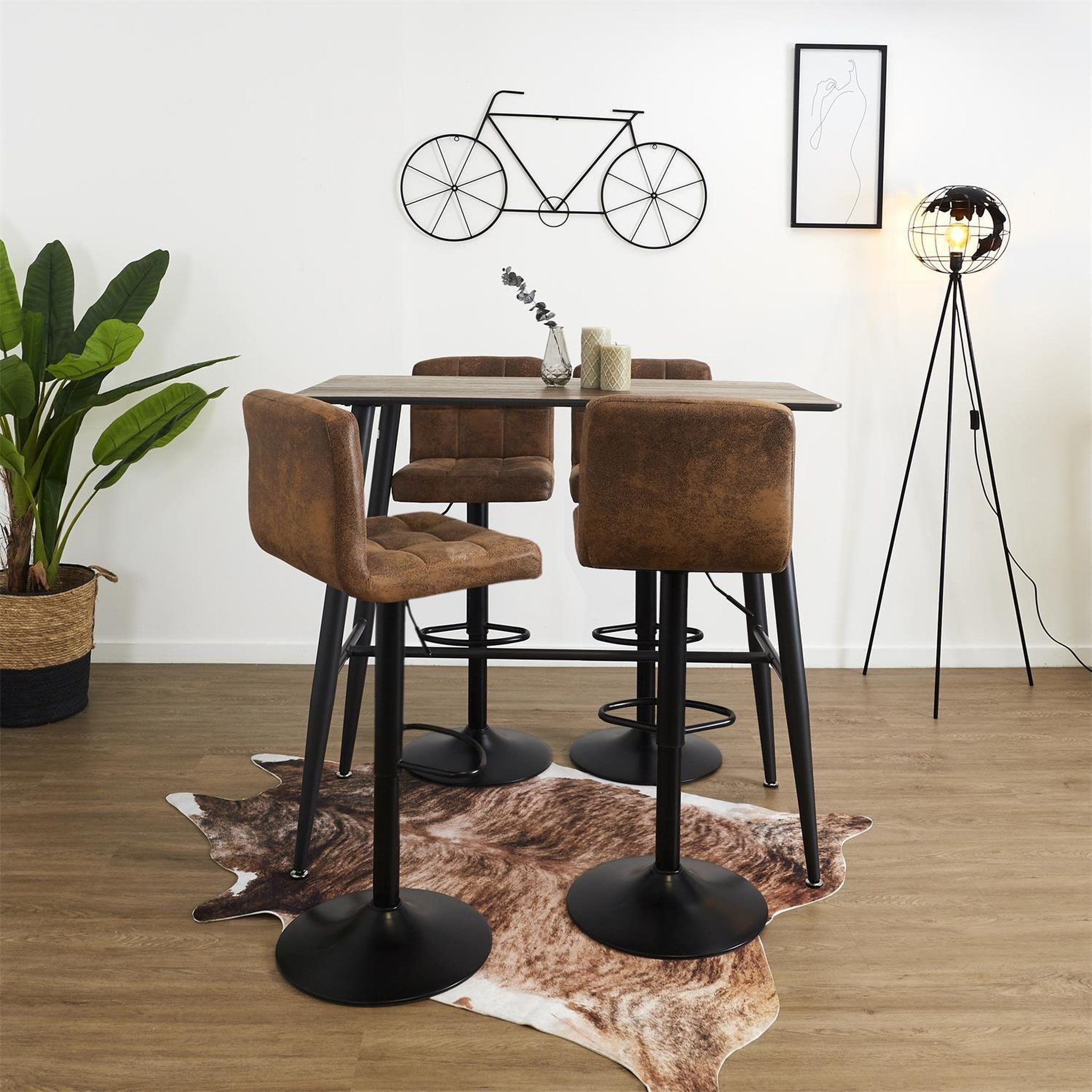 Voir la diapositive 5 : TOILINUX Lot de 2 chaises de bar réglables downtown - marron
