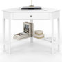 Voir la diapositive 1 : ID MARKET Bureau d'angle REMI blanc gain de place bureau informatique avec rangements et 1 tiroir