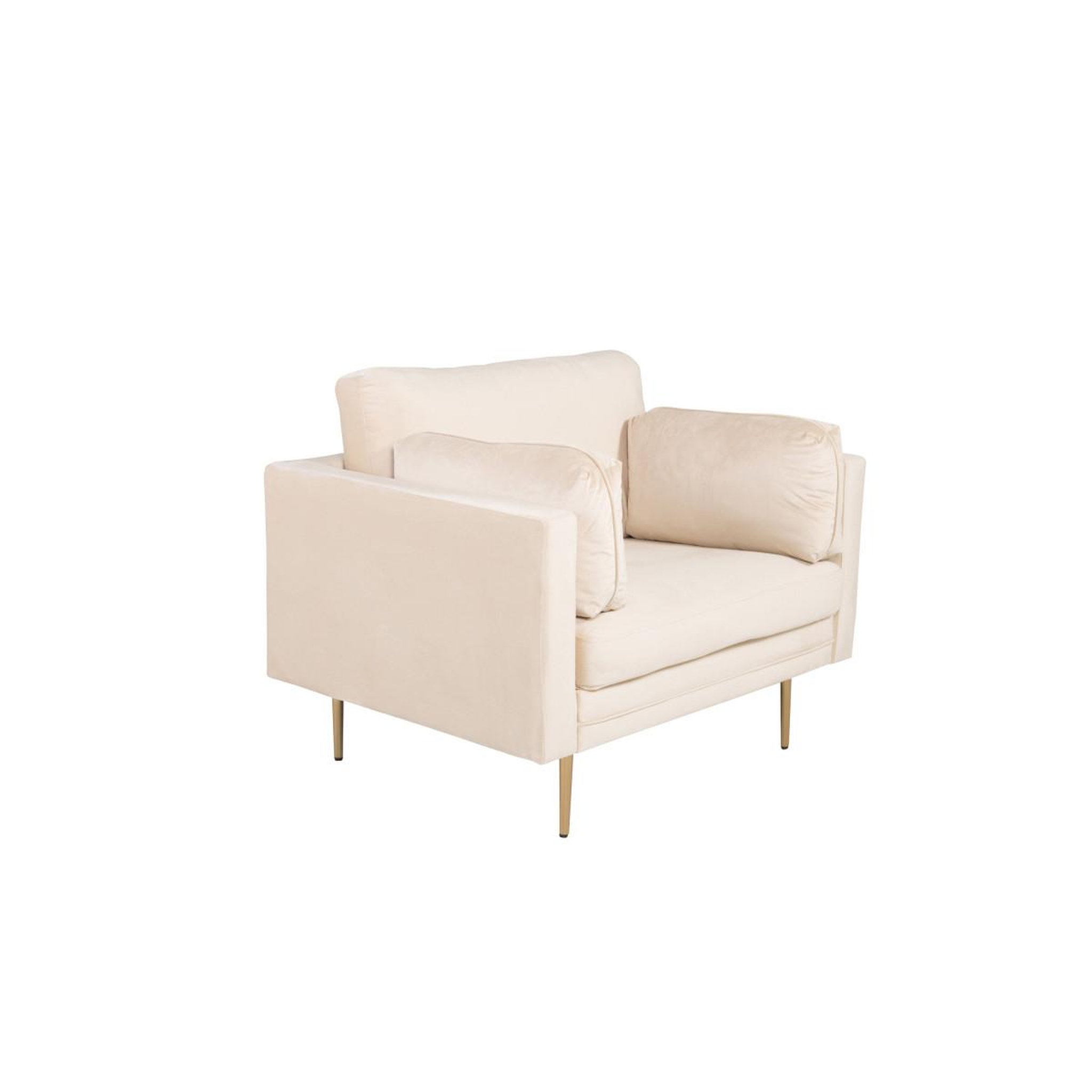 Voir la diapositive 4 : Paris Prix Fauteuil design en velours  boom  110cm beige & or