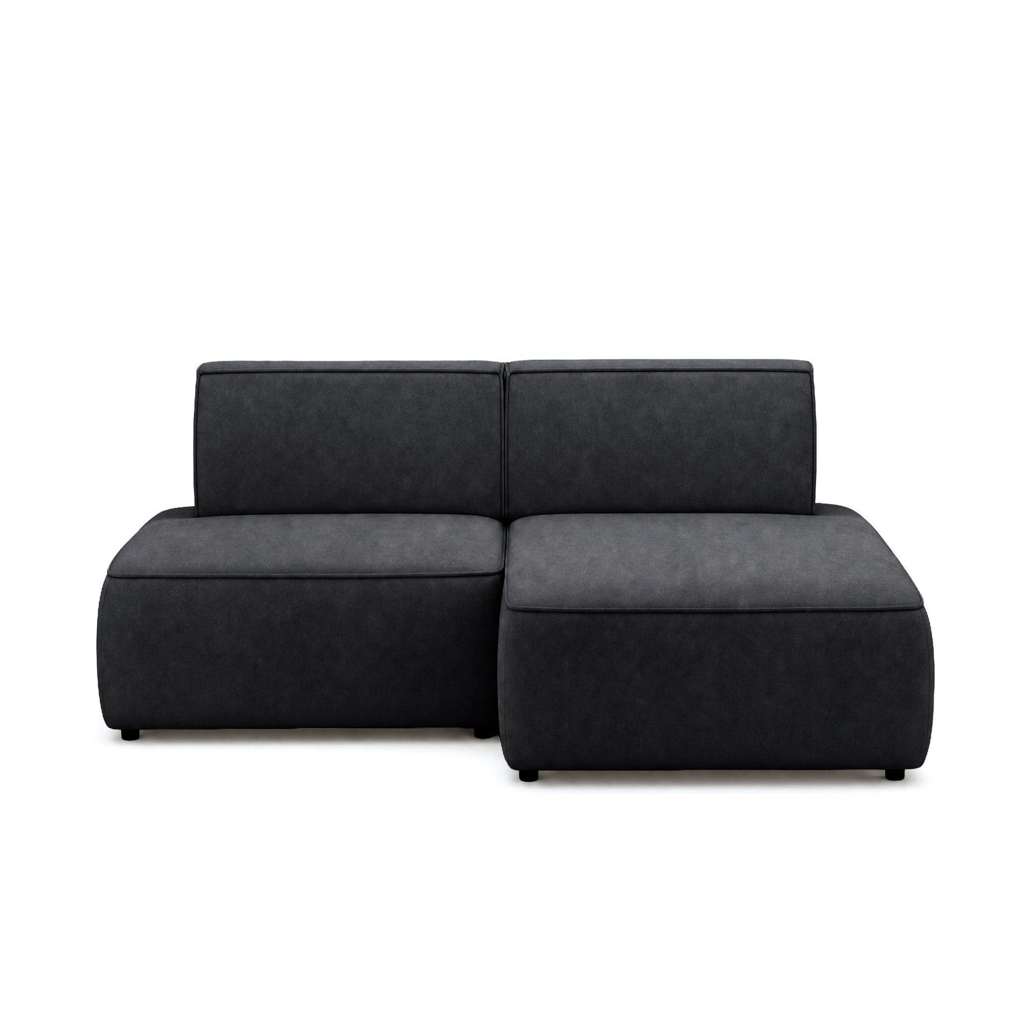 Voir la diapositive 1 : BEST MOBILIER Lisette - canapé d'angle droit 4 places convertible avec coffre en velours