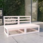 VIDAXL Canape a 2 places de jardin Blanc Bois de pin solide