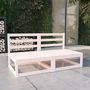 Voir la diapositive 1 : VIDAXL Canape a 2 places de jardin Blanc Bois de pin solide